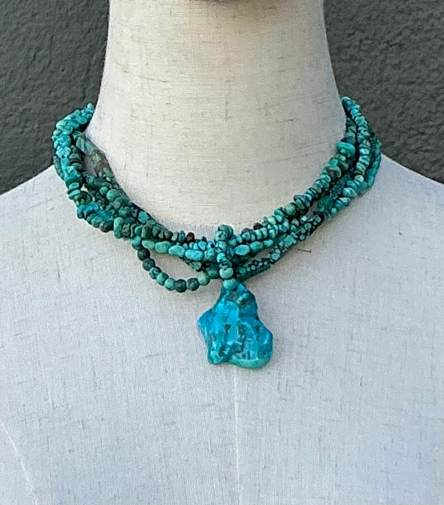 Perlina Collana a più fili con perline in turchese vintage in vendita