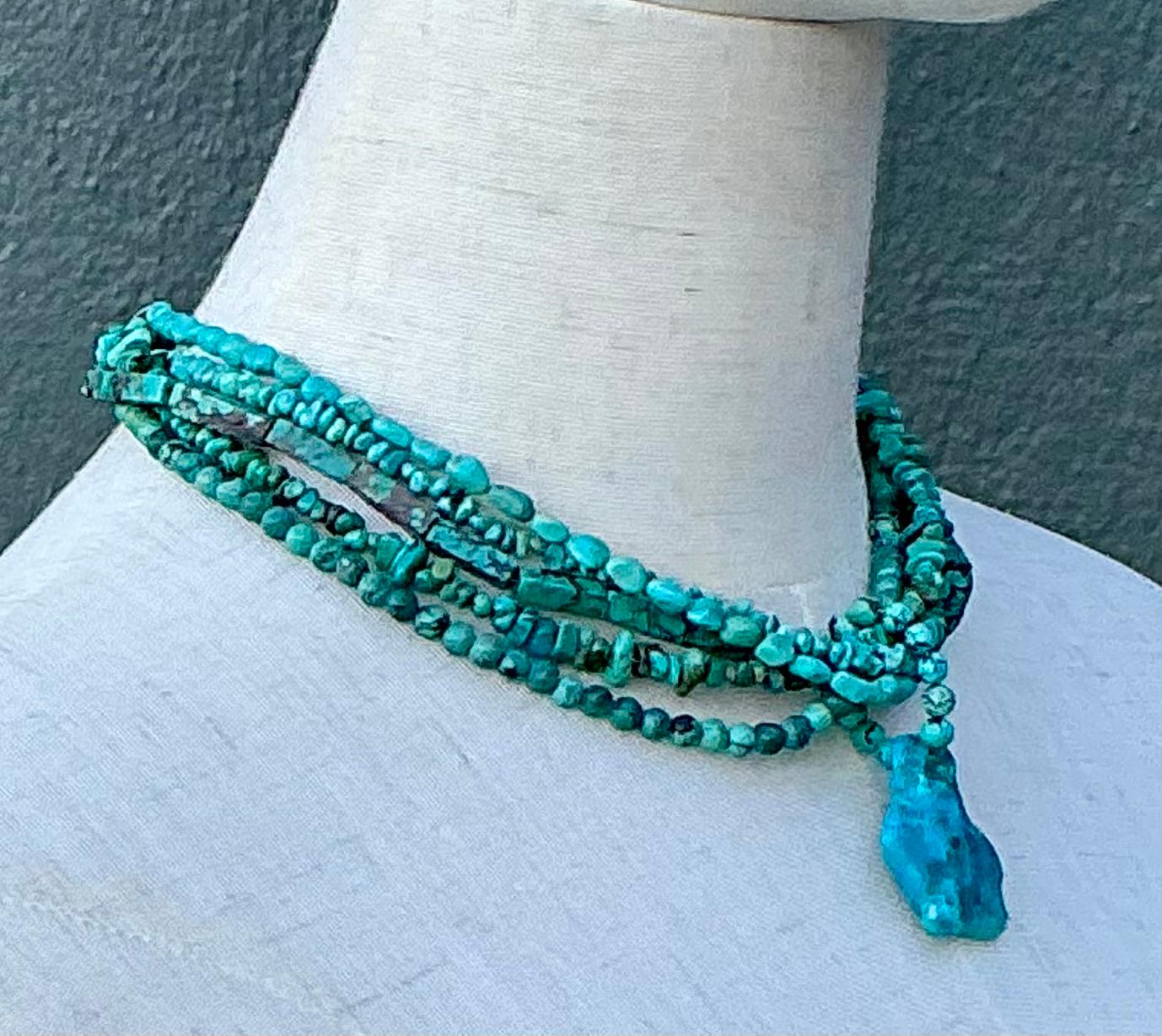 da uomo o donna Collana a più fili con perline in turchese vintage in vendita