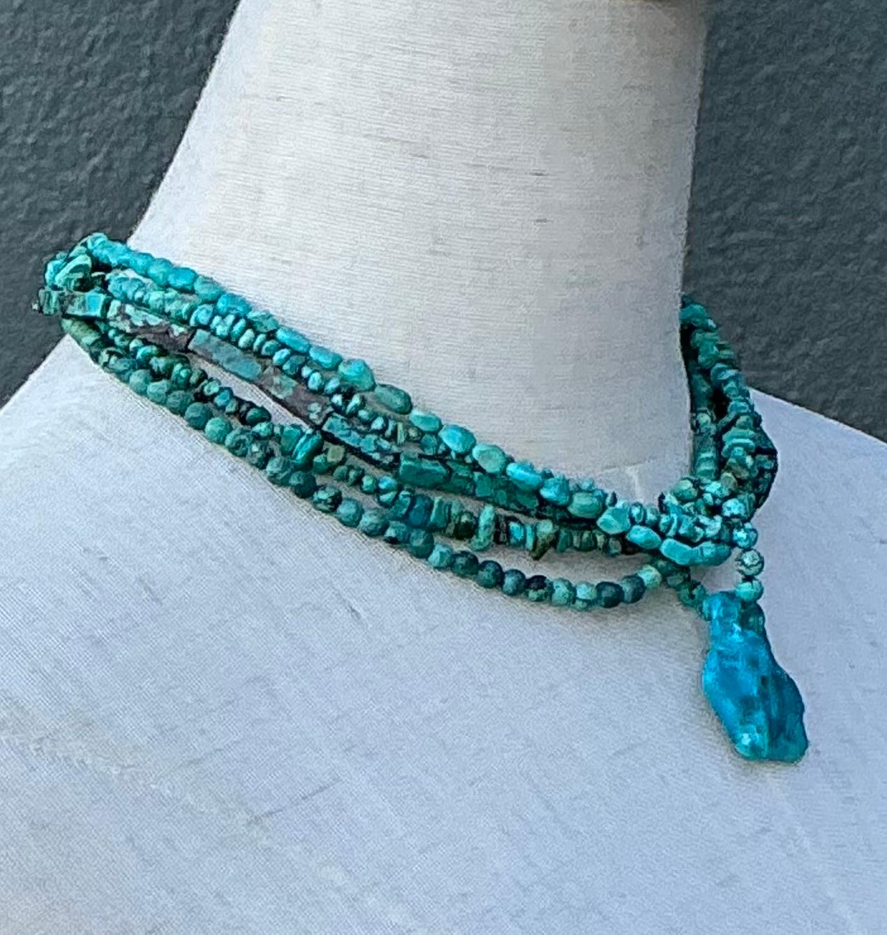 Collana a più fili con perline in turchese vintage in vendita 1