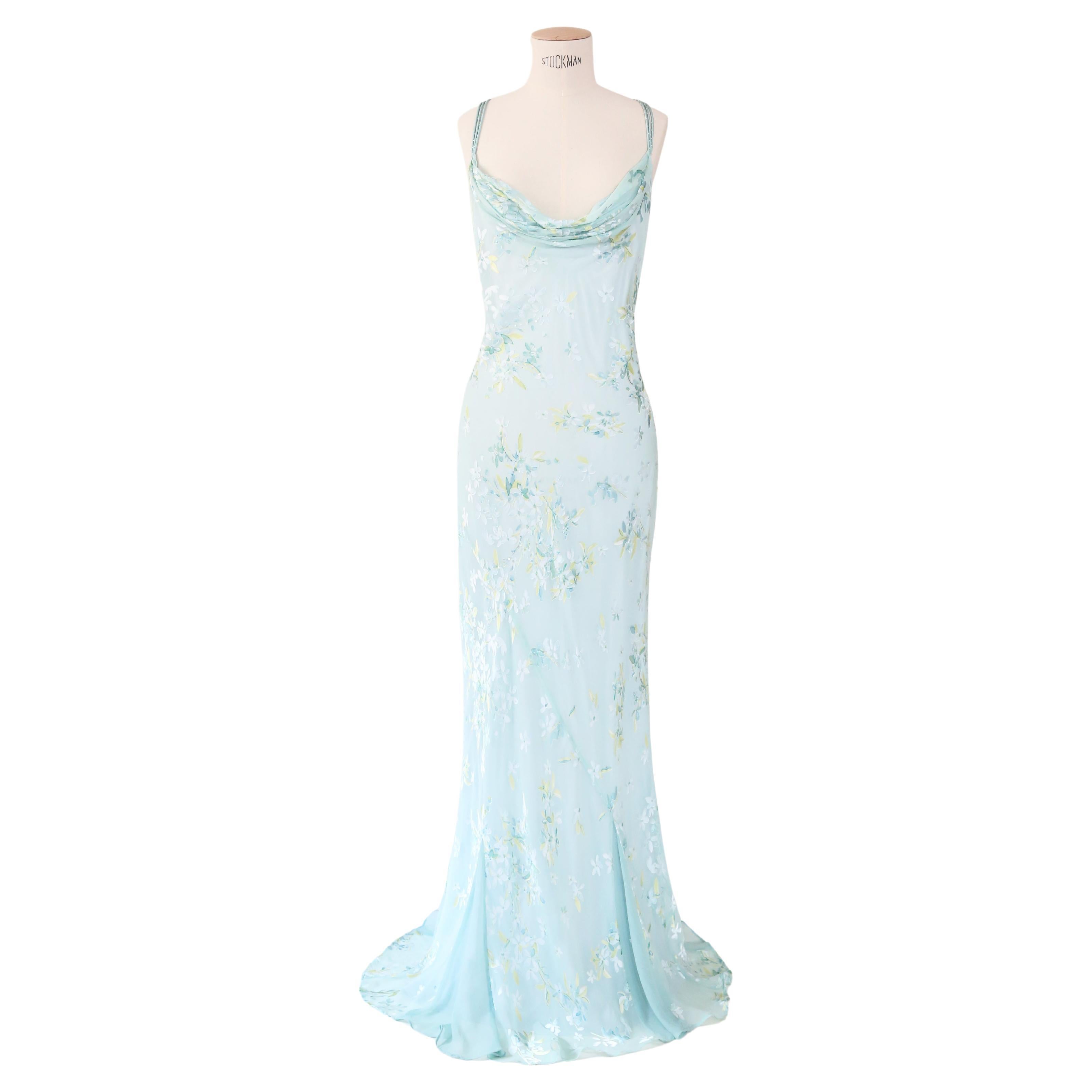 Vintage turquesa de cuentas de seda pura floral en capas vestido de novia slip vestido M L en venta