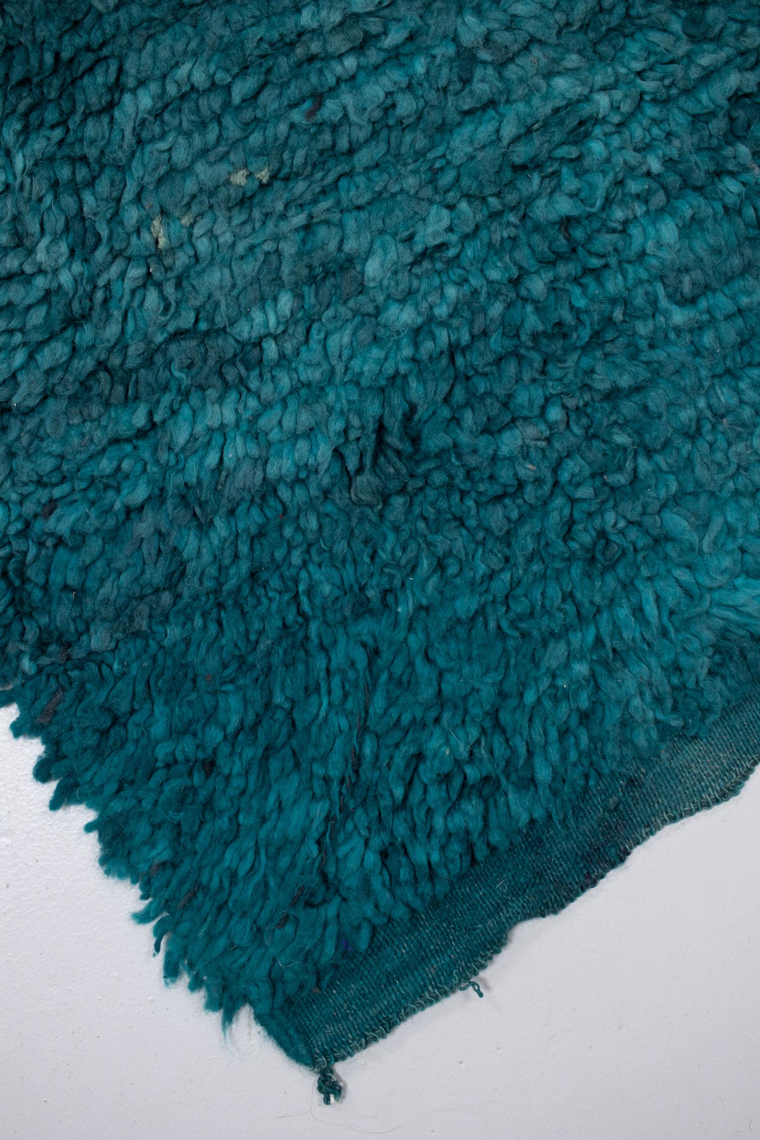 Vintage Turquoise Beni M'guild Rug In Good Condition For Sale In West Palm Beach, FL