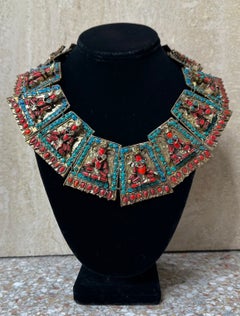 Vintage Turquoise Bib with Coral