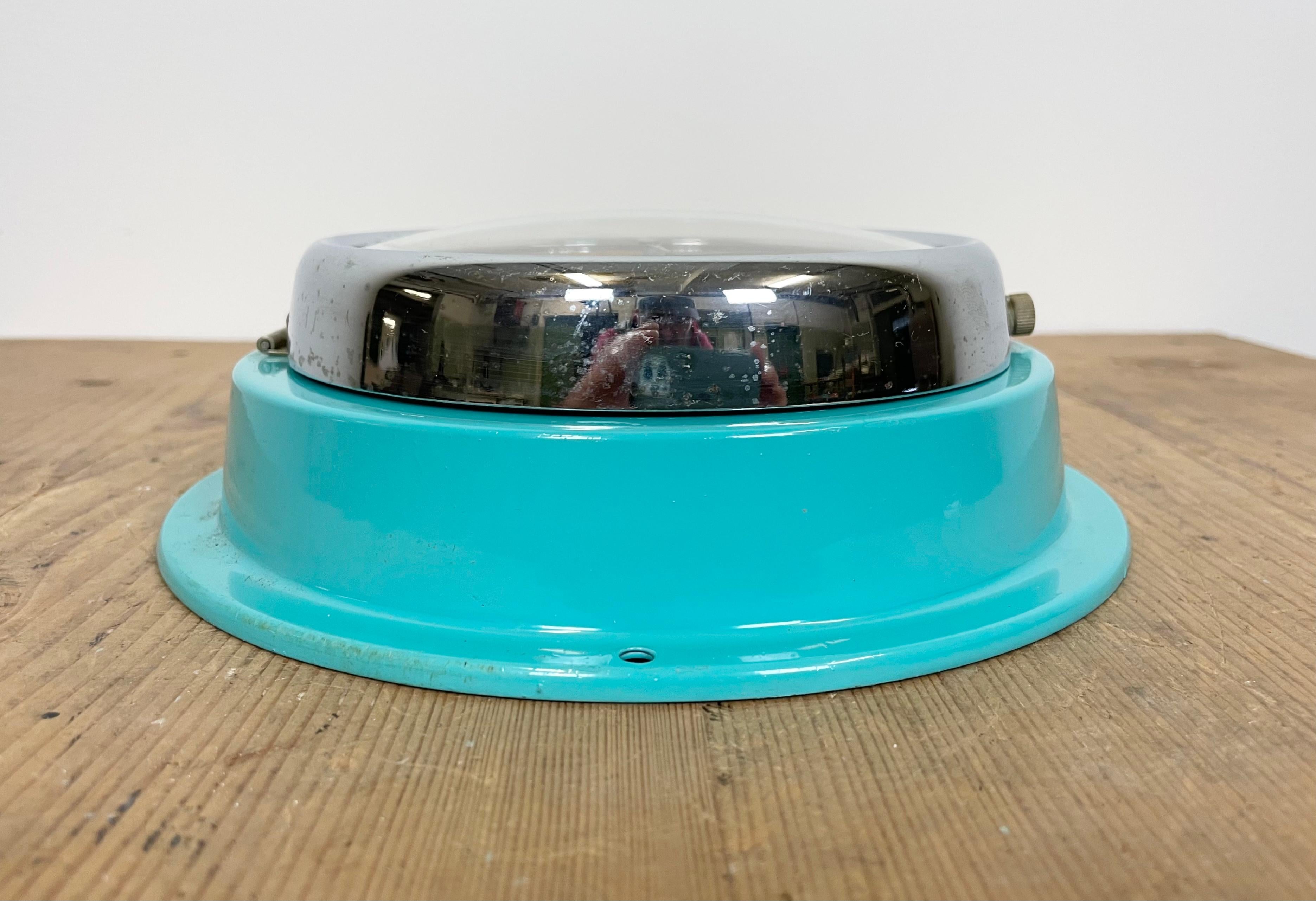 Vintage Turquoise Citizen Navy Wall Clock, 1970s 2
