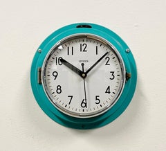 Vintage Turquoise Citizen Navy Wall Clock, 1970s