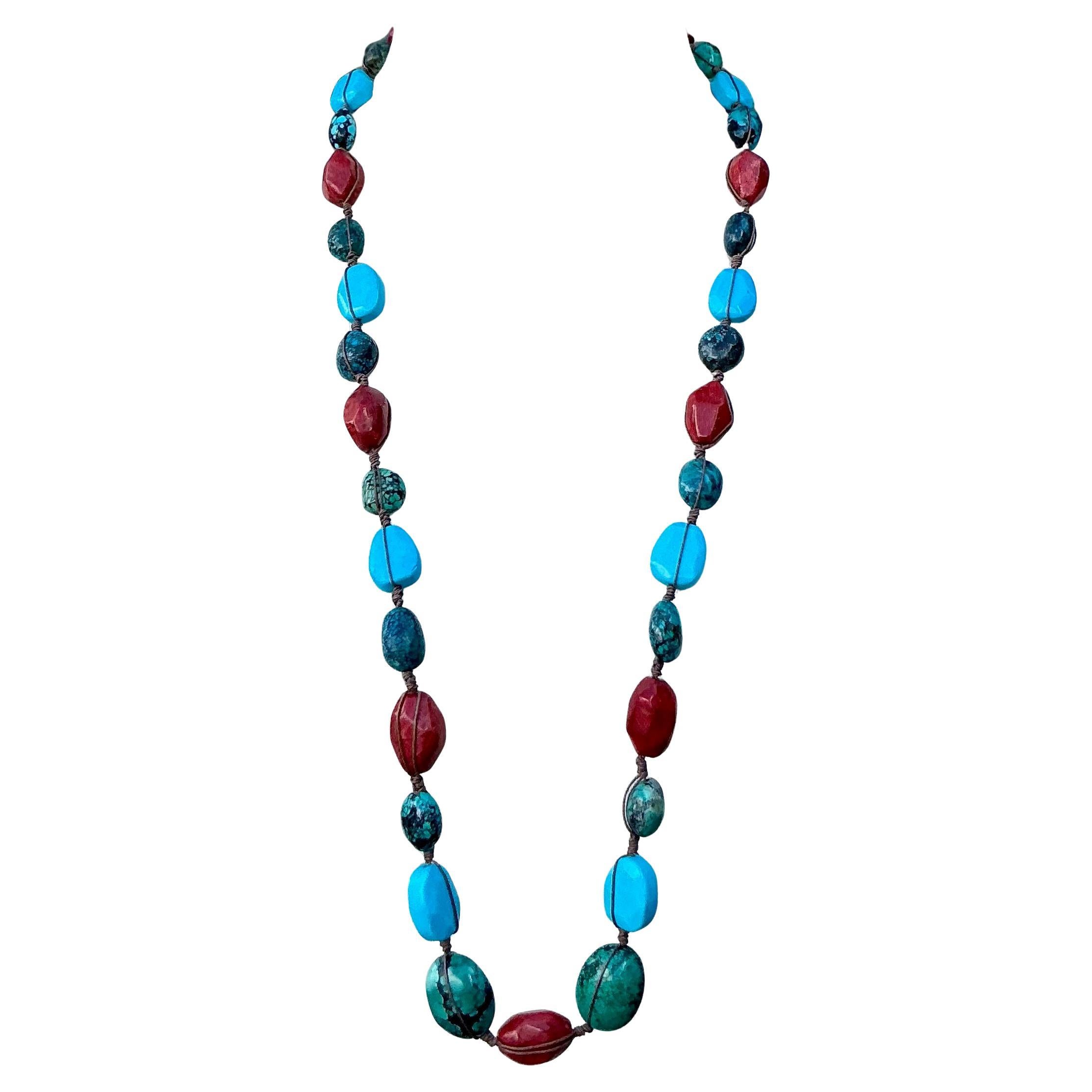 Vintage Turquoise & Coral Bead Necklace