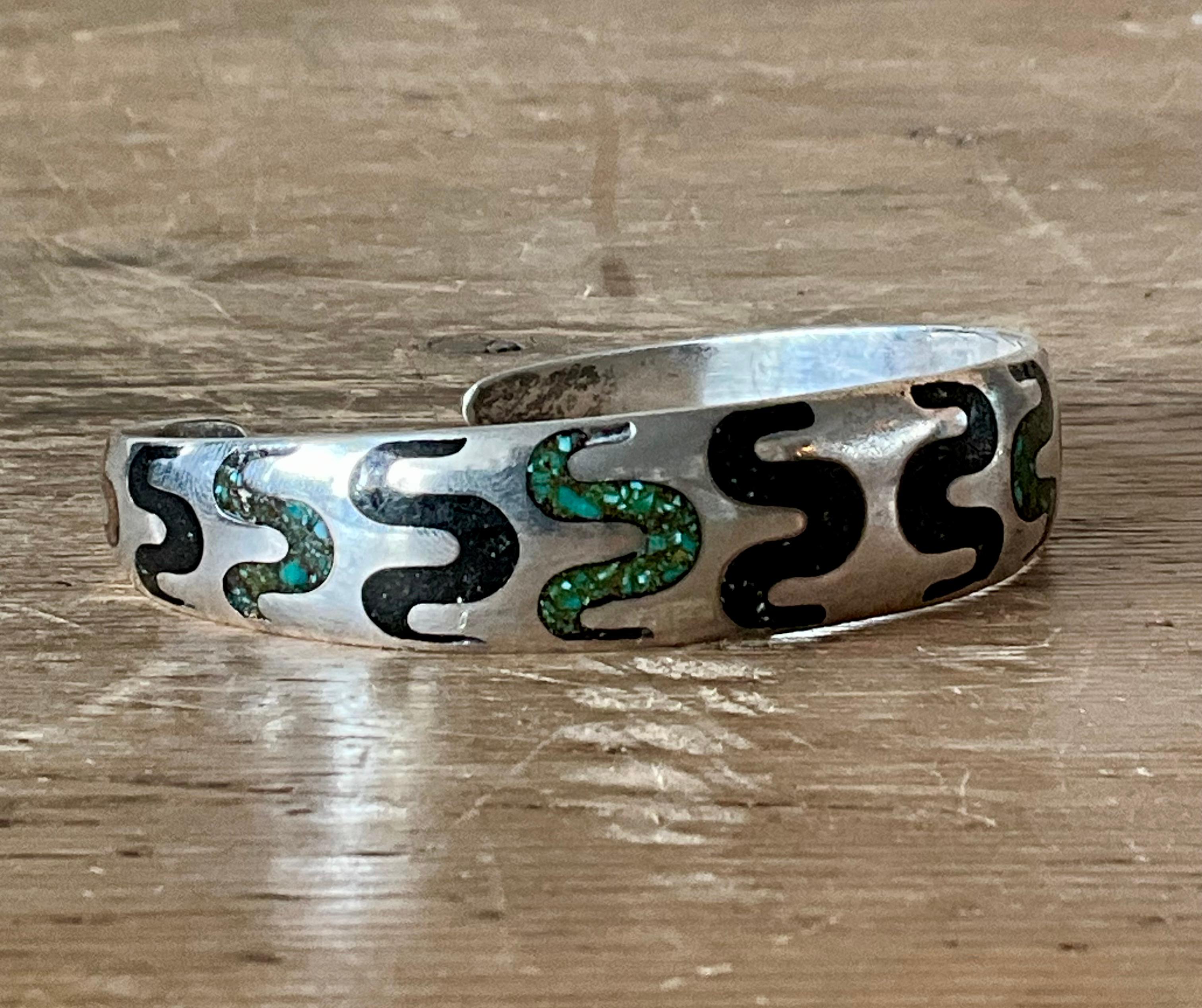 Vintage Turquoise David Andersen Norway 925 Sterling Silver Cuff In Good Condition For Sale In West Palm Beach, FL