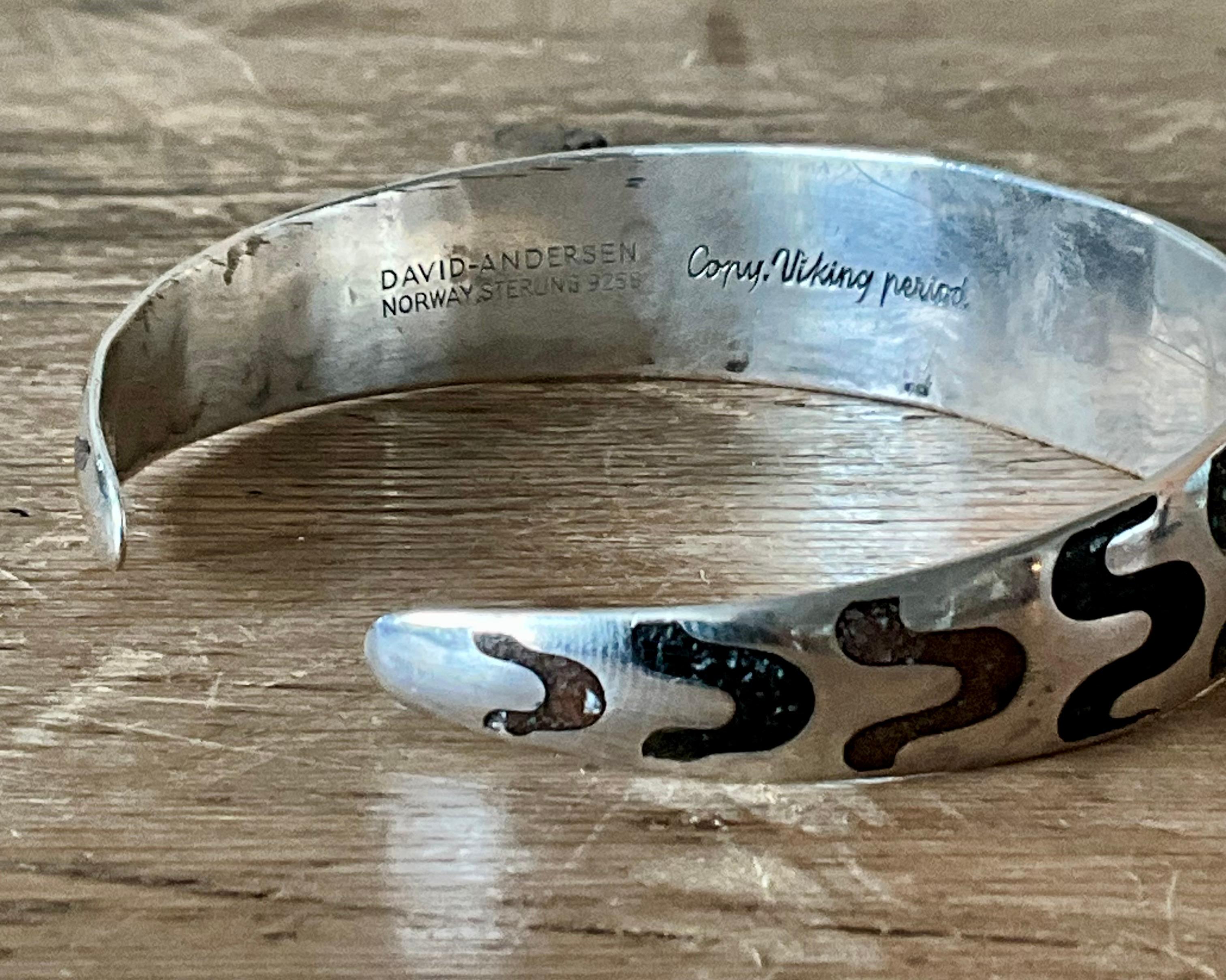 Women's or Men's Vintage Turquoise David Andersen Norway 925 Sterling Silver Cuff For Sale