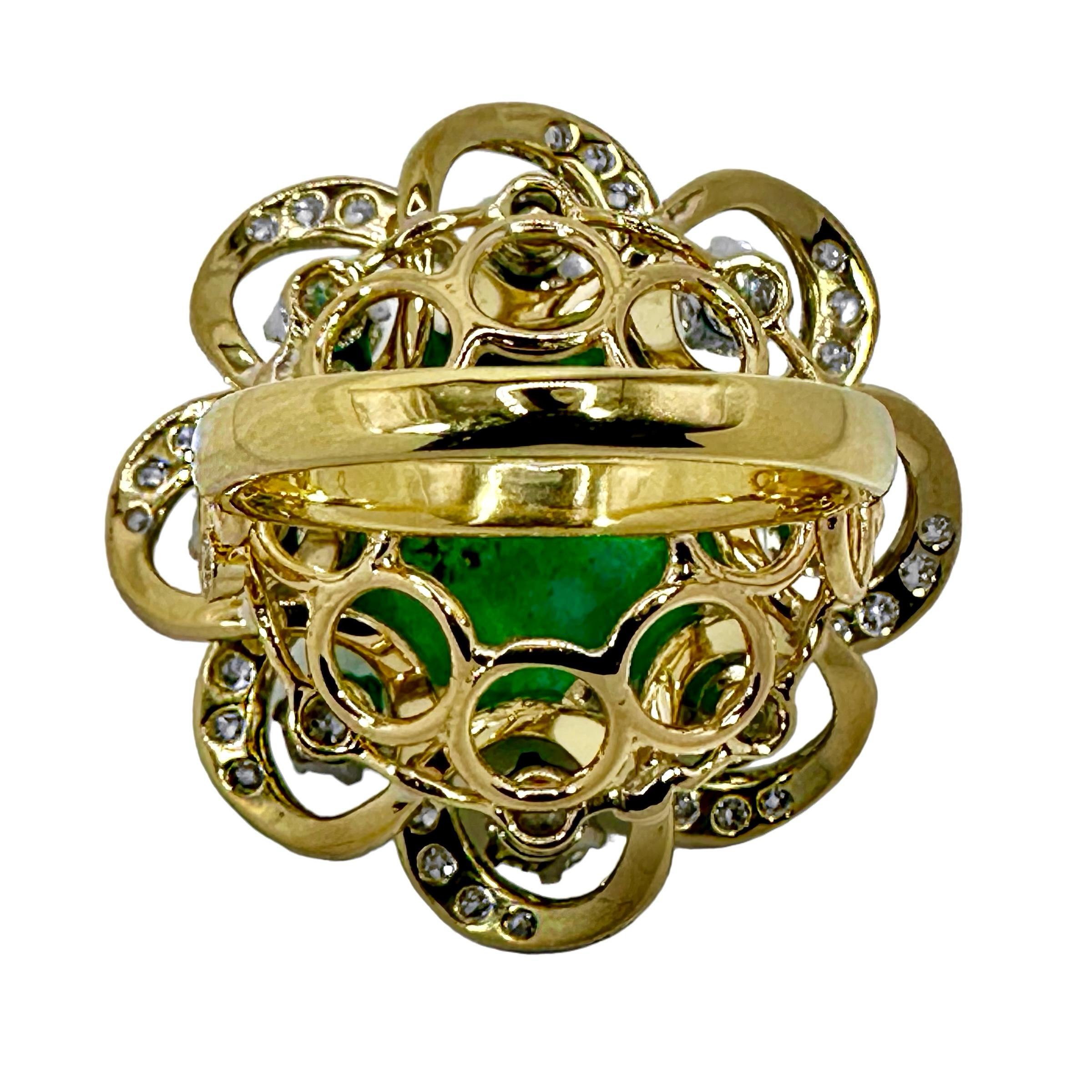 Taille ronde Bague vintage à motif de fleur en platine et or 18 carats avec turquoise et diamants de 1 3/16 pouce en vente