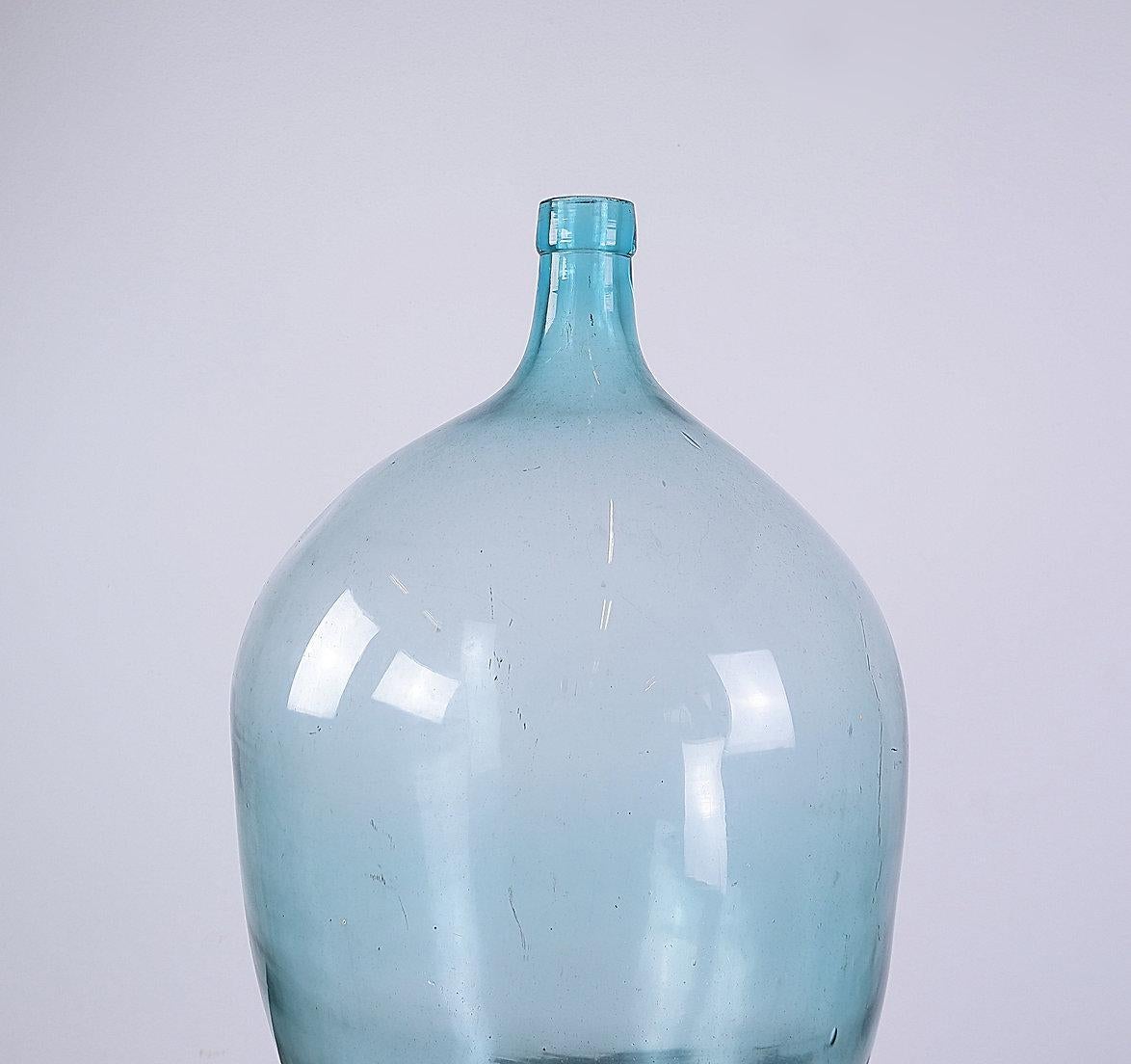 Mid-Century moderno Bottiglia di vetro turchese vintage 