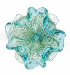 Vintage Turquoise Glass Bowl attr. to Barovier & Toso, 1950s
