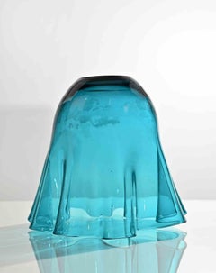 Vintage Turquoise Glass Vase, Italy, 1970s
