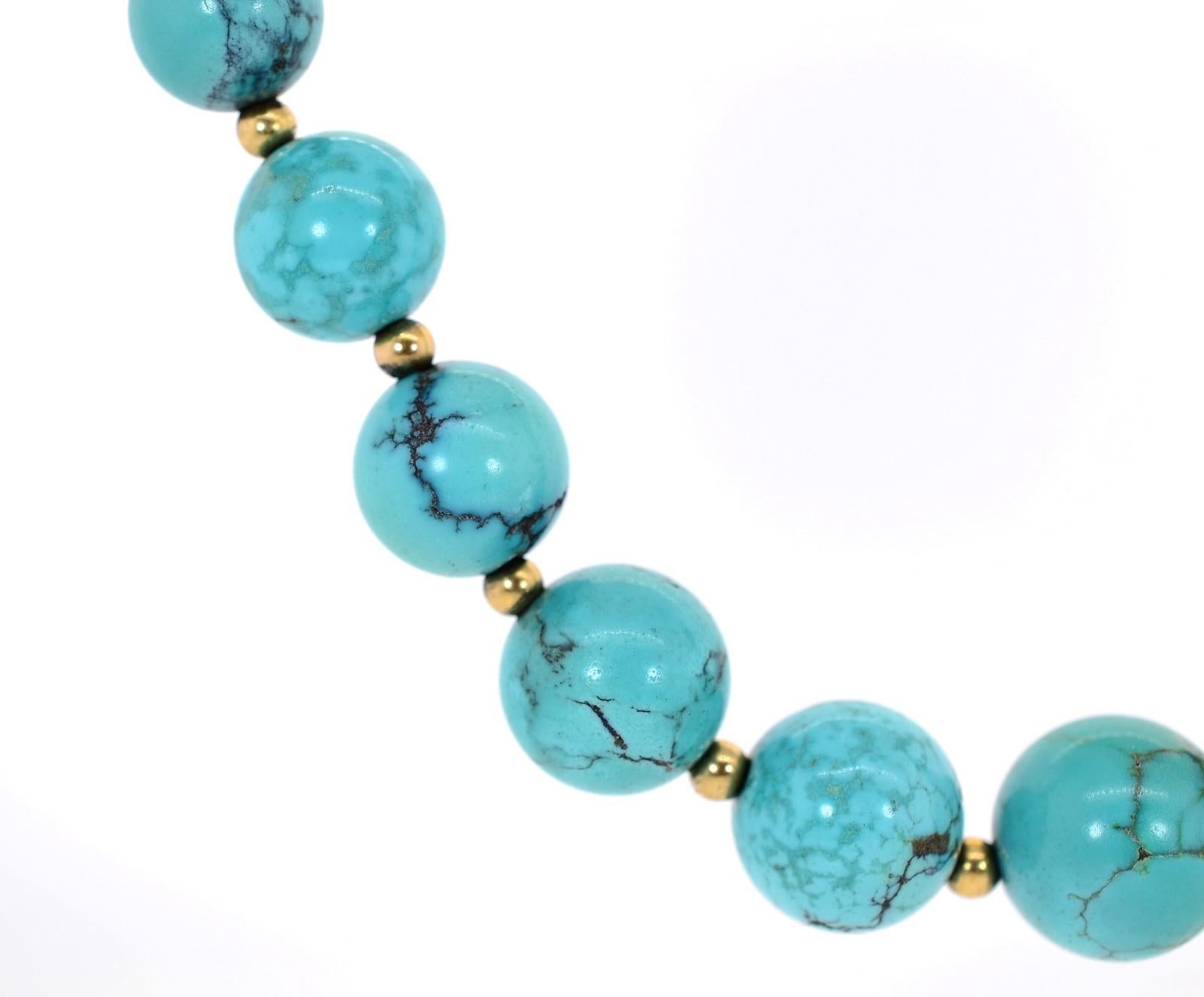 Modern Vintage Turquoise and Gold Necklace For Sale