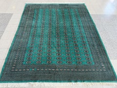 Vintage Turquoise Green Bokhara Rug  7' 8" x 10' 3"