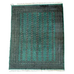 Alfombra bokhara verde turquesa vintage  7' 8" x 10' 3"