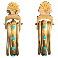 Türkis-Ohrringe im Vintage-Stil, 18K / 14K Gold