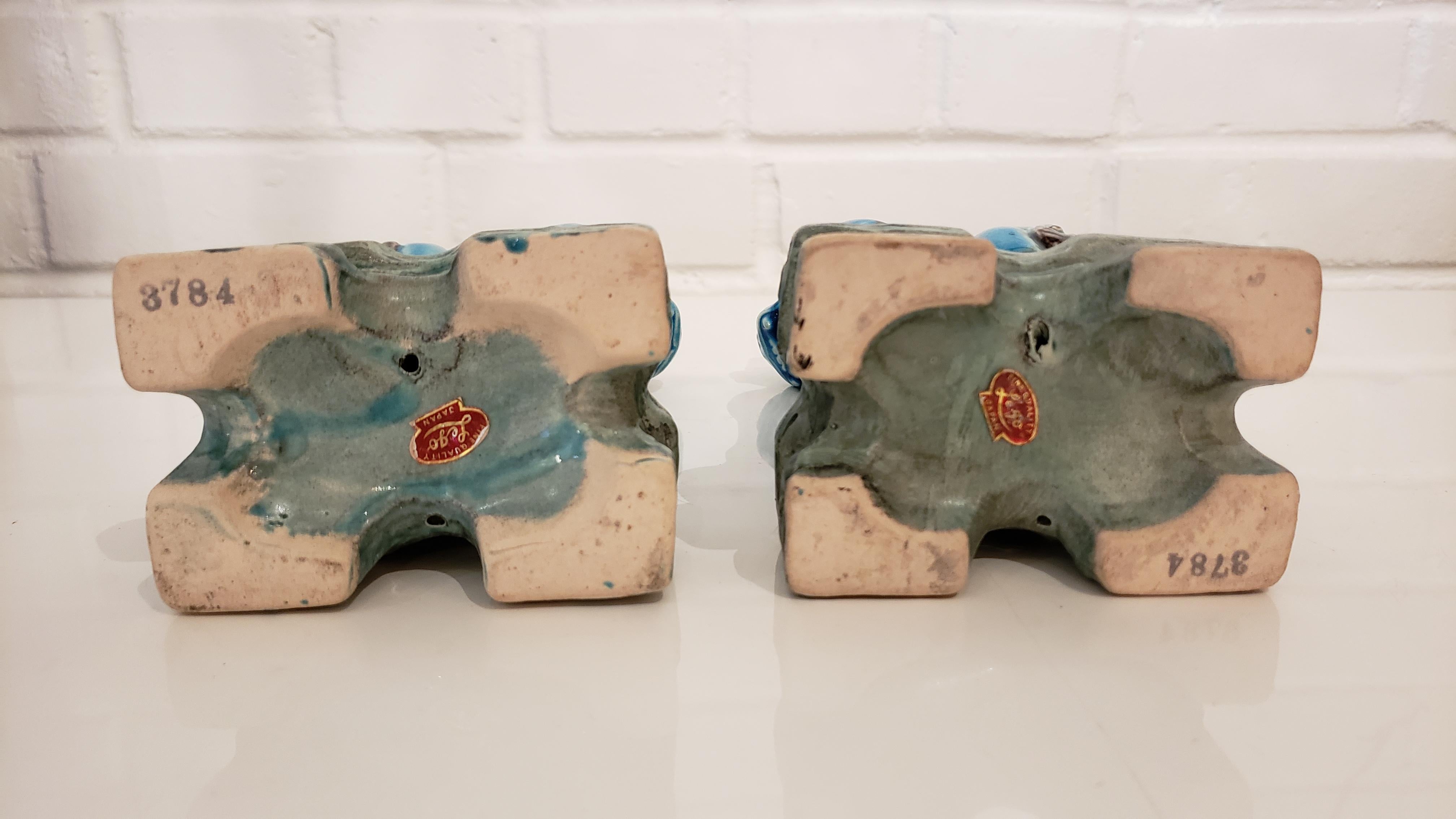 Late 20th Century Vintage Turquoise Japanese Foo Dogs