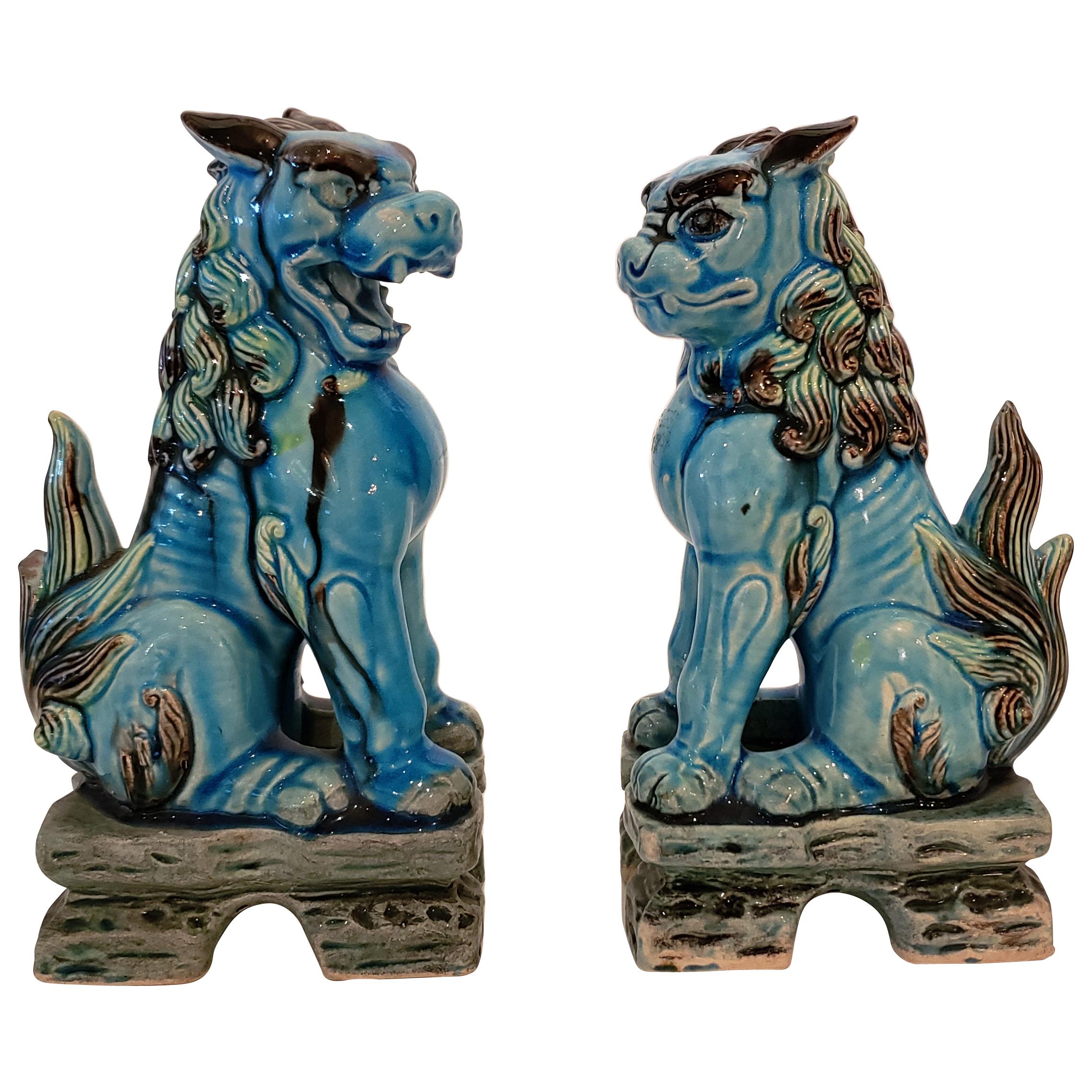Vintage Turquoise Japanese Foo Dogs