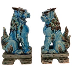 Vintage Turquoise Japanese Foo Dogs