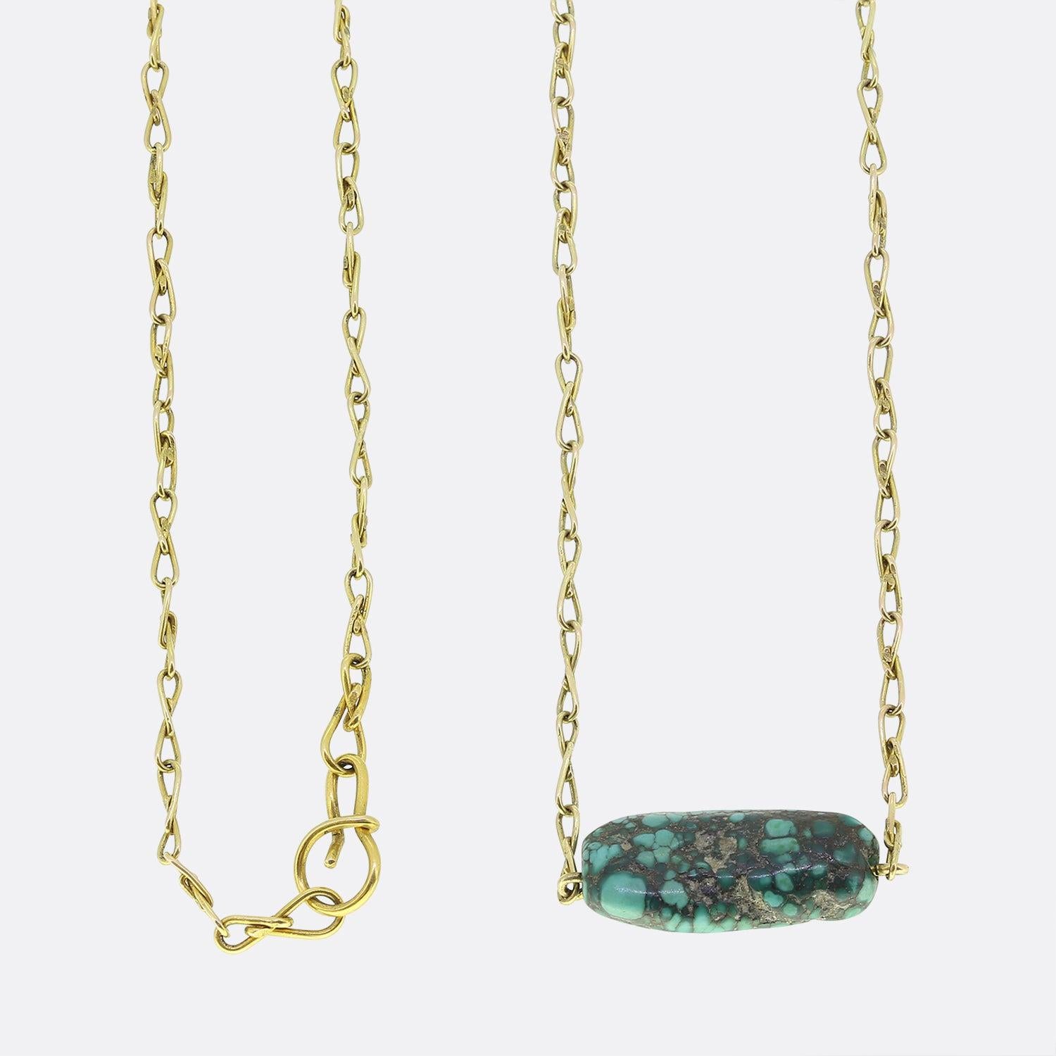 Vintage Turquoise Long Chain Necklace In Good Condition In London, GB