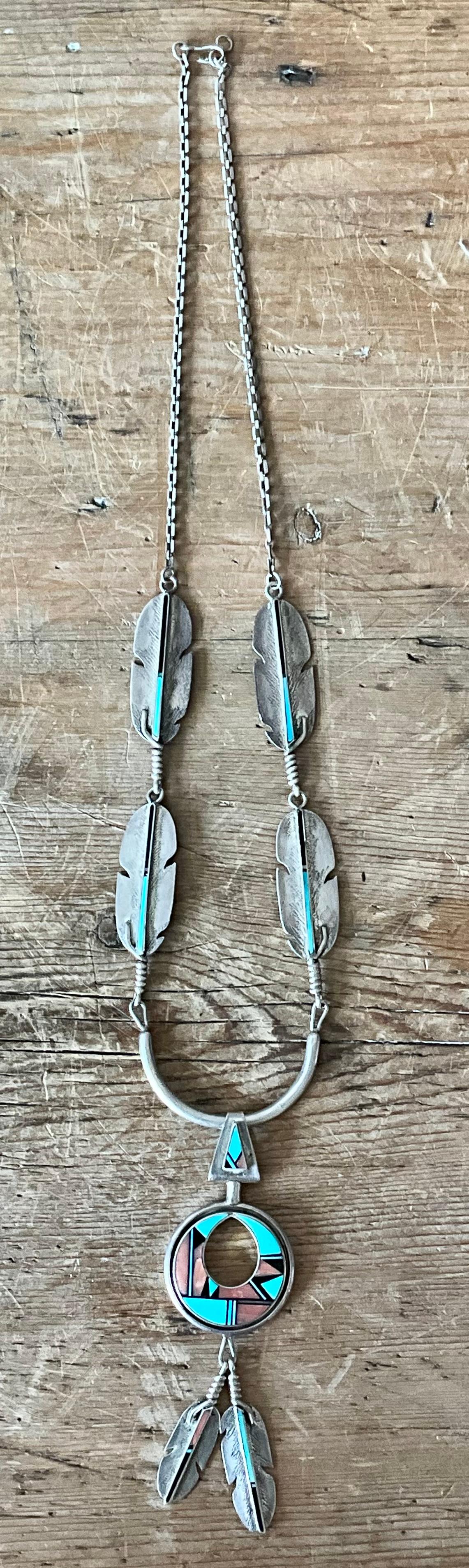 Collier pendentif en argent 925 avec Turquoise Vintage Native American en vente 4