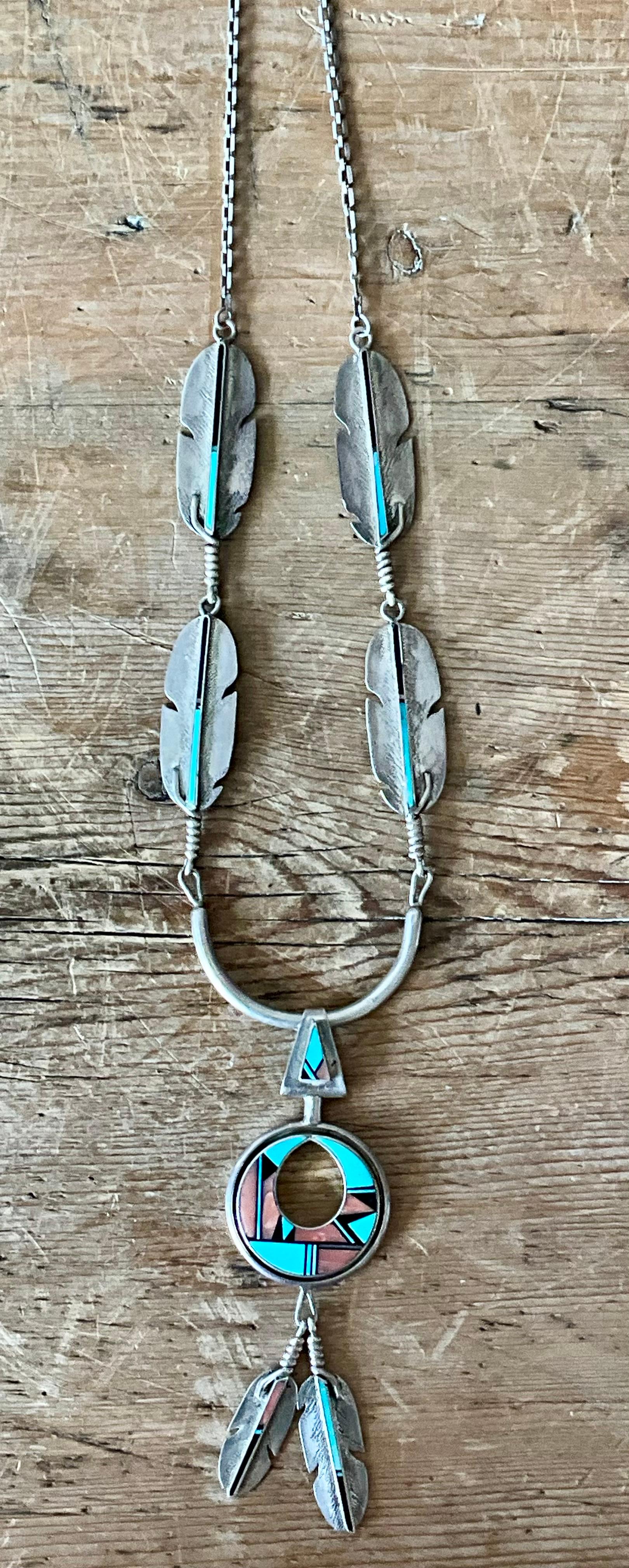Collier pendentif en argent 925 avec Turquoise Vintage Native American en vente 5