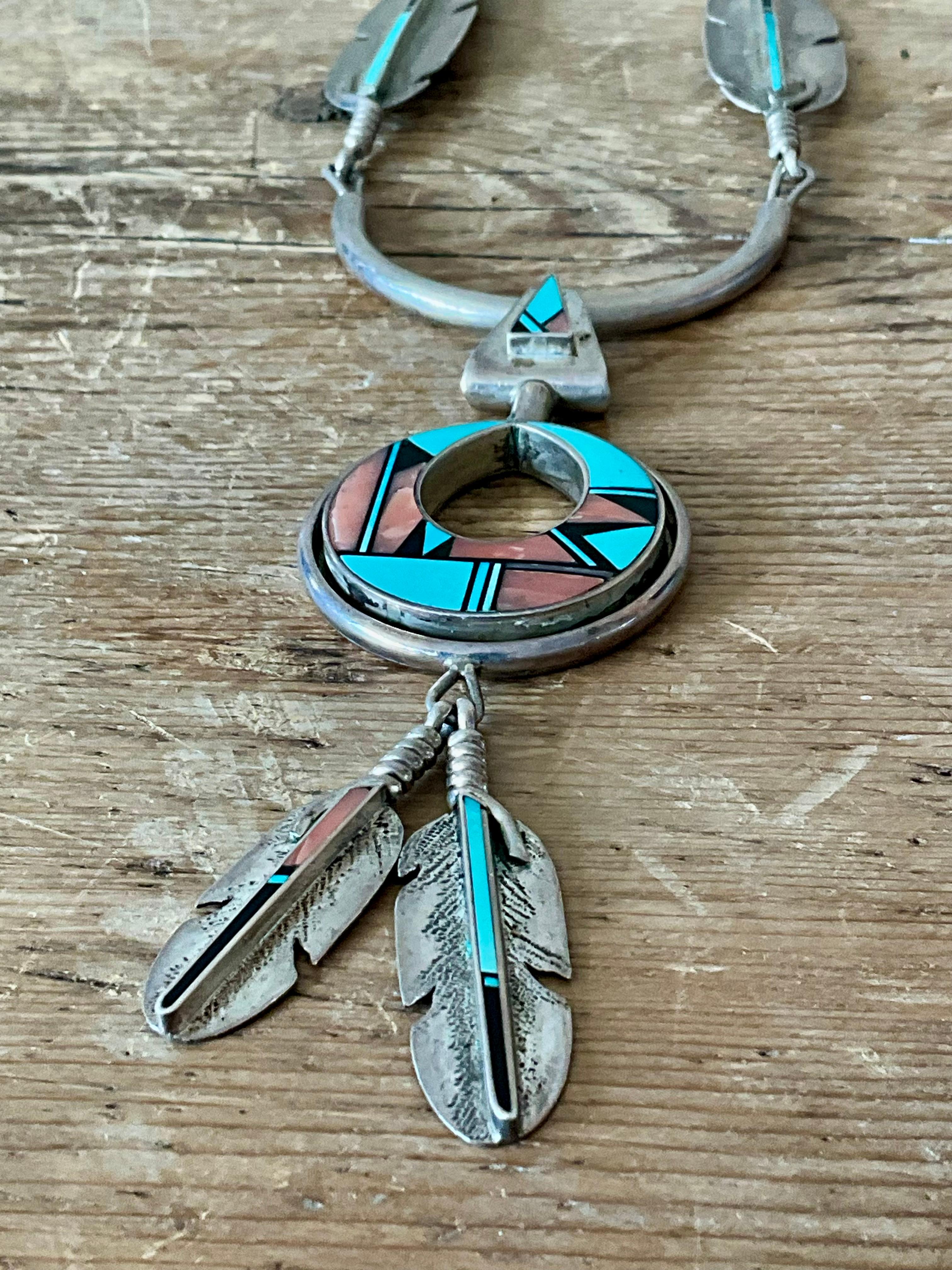 Collier pendentif en argent 925 avec Turquoise Vintage Native American en vente 3