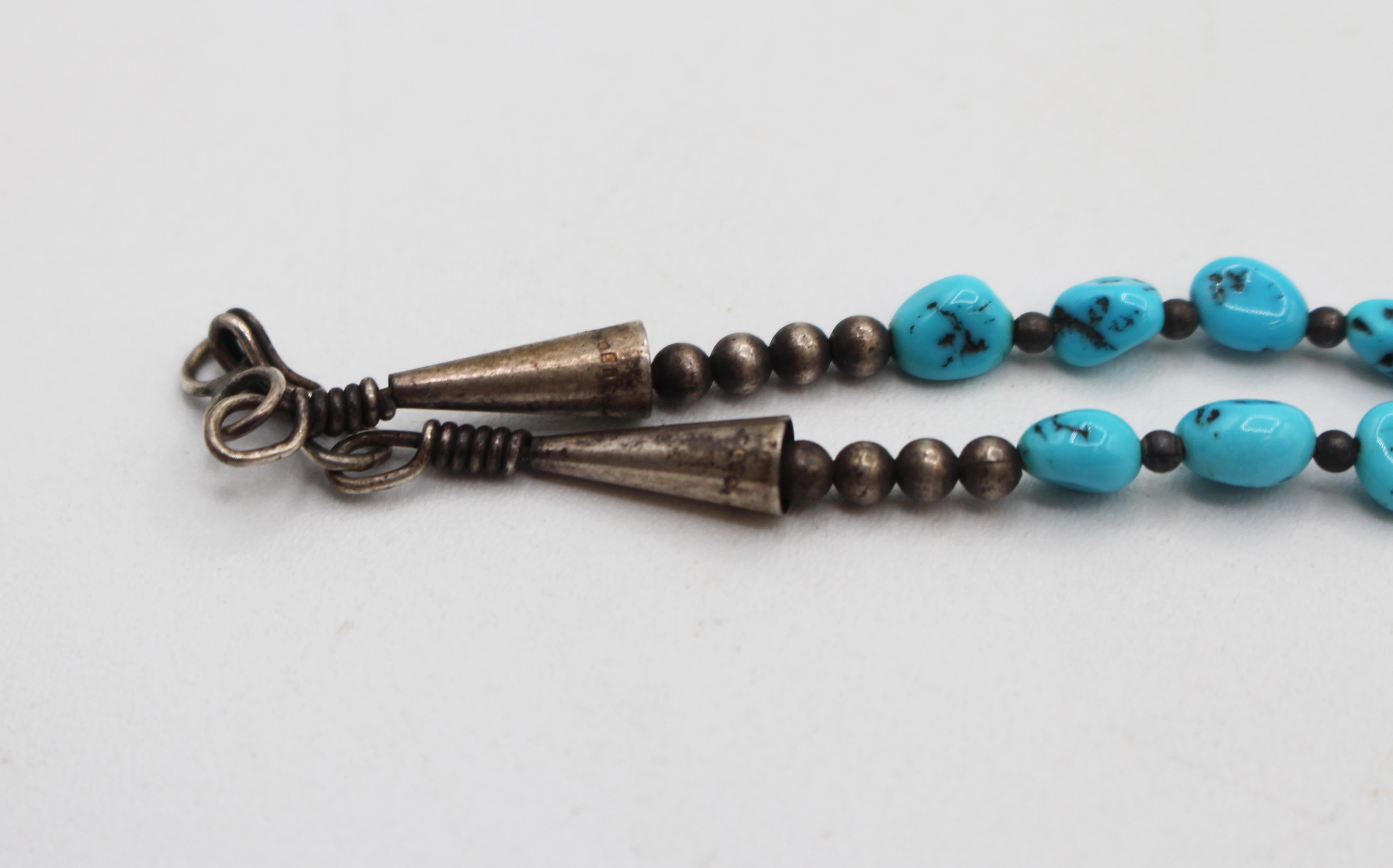 Amérindien Vintage Turquoise Native American Necklace en vente