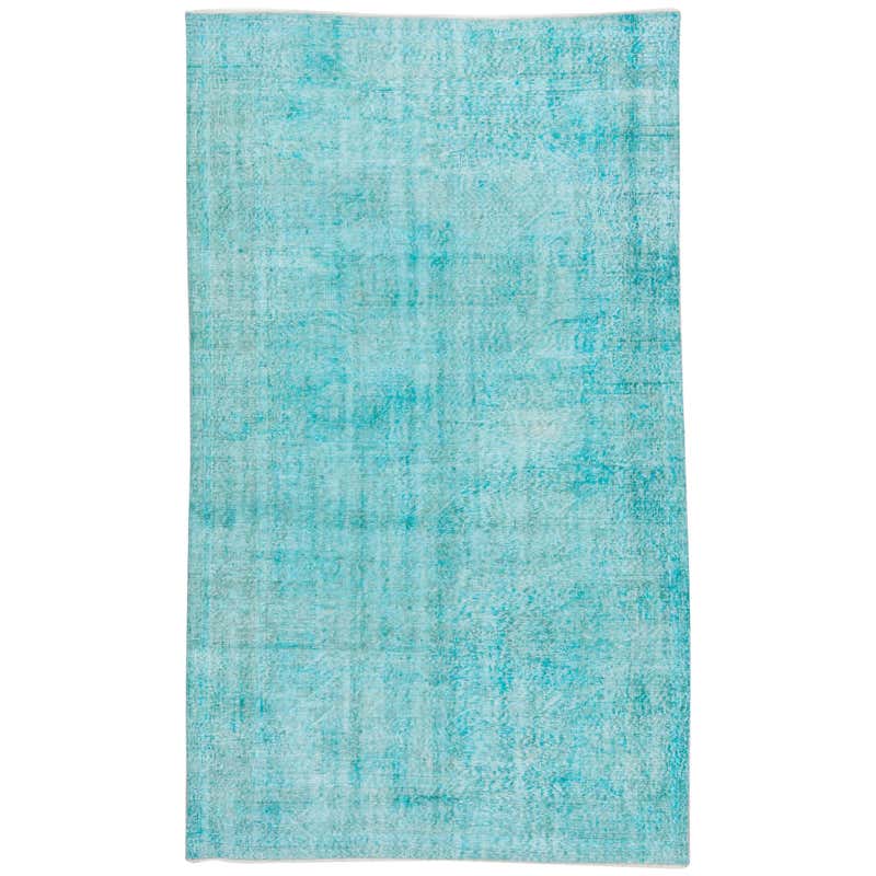 Vintage Turquoise Overdyed Wool Rug, Shabby Chic For Sale at 1stDibs