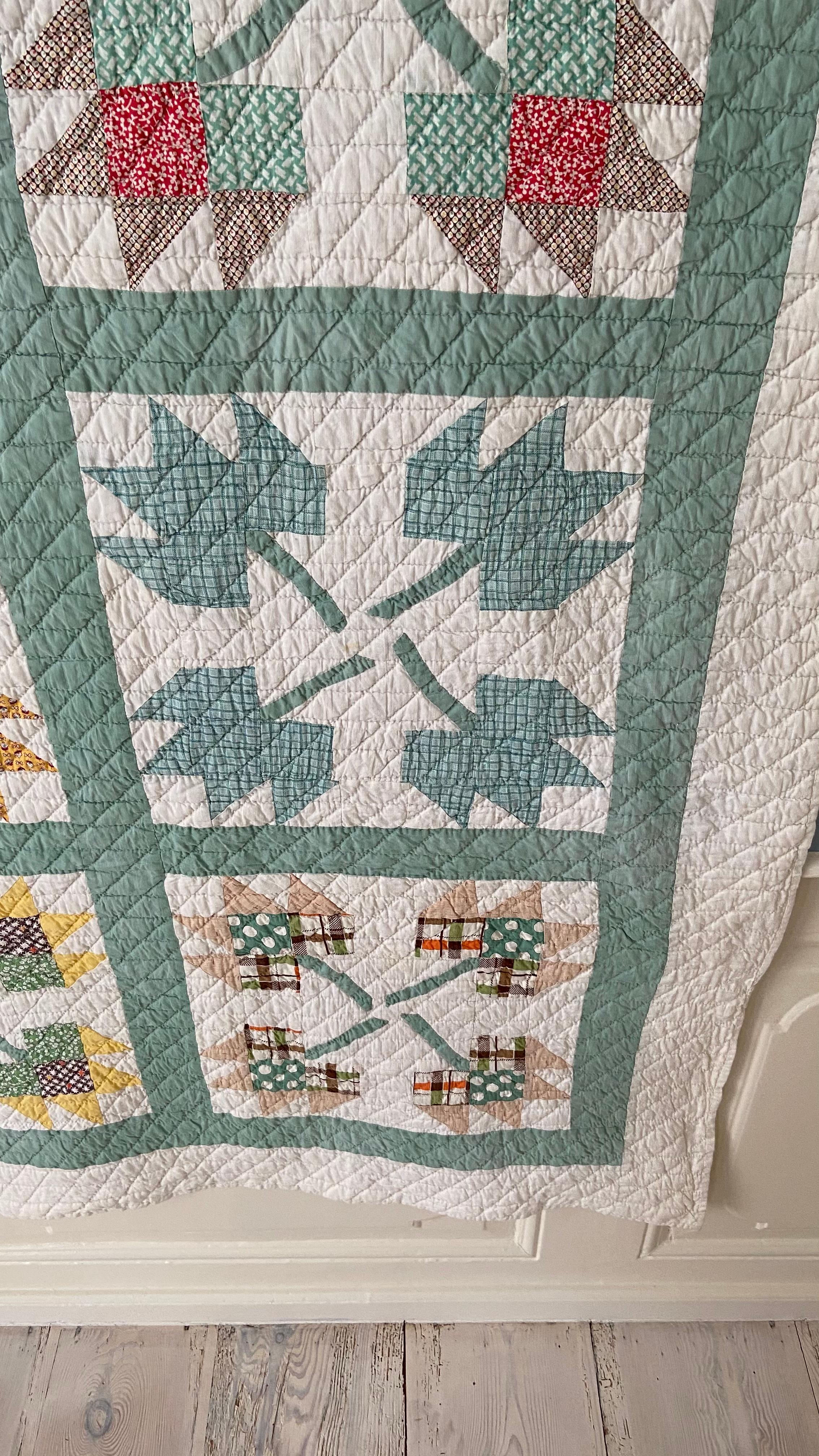 turquoise patchwork quilt