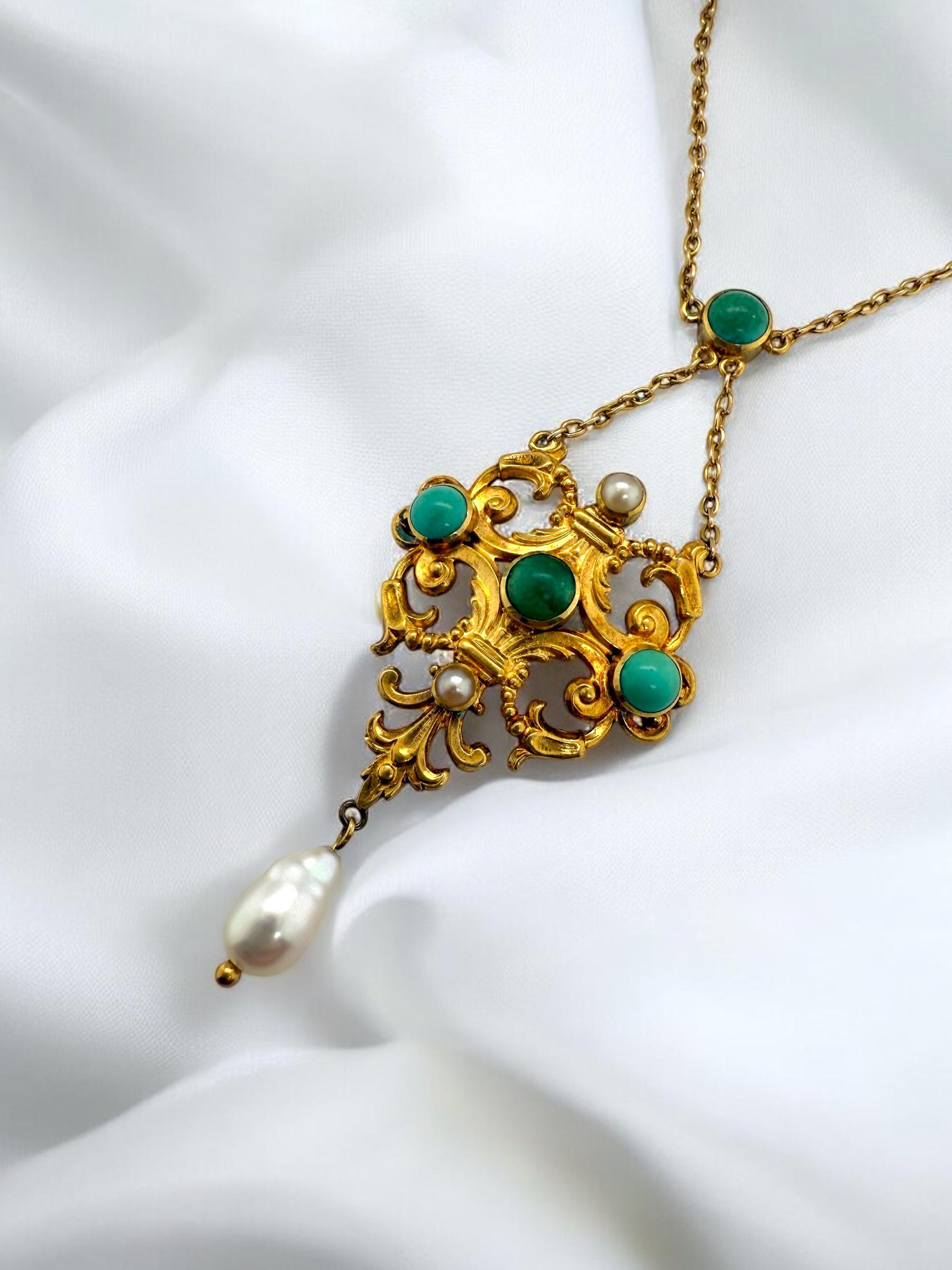 We are loving this vintage beauty!!

Necklace Details
Material: 18K Yellow Gold
Era: Victorian 1840 - 1900
Necklace Chain Length: 15 Inches
Drop From Chain: 2 1/2 Inches
Weight: 7.8 Grams

Item: 768TMV8-AFN