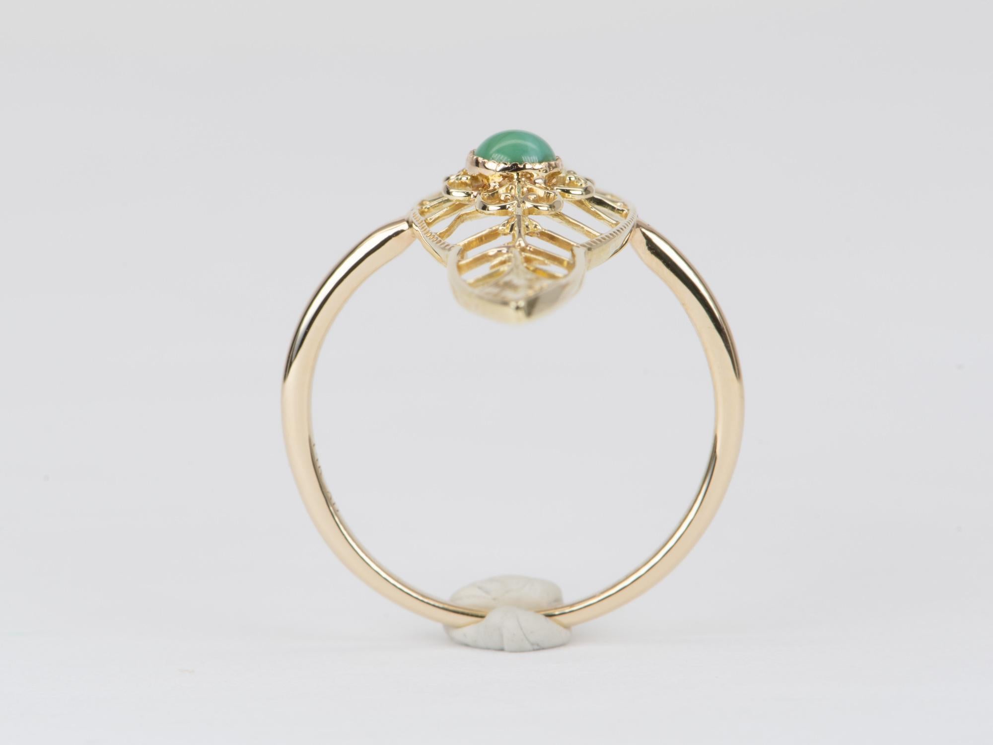 Vintage Turquoise Pin Converted to Navette Ring 14K Gold V1096 In New Condition For Sale In Osprey, FL