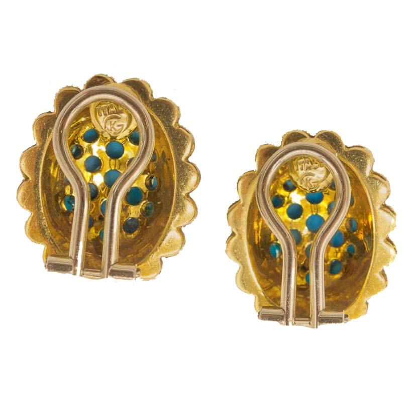 Vintage Türkis Retro Link Armband und Ohrring Set (Cabochon)