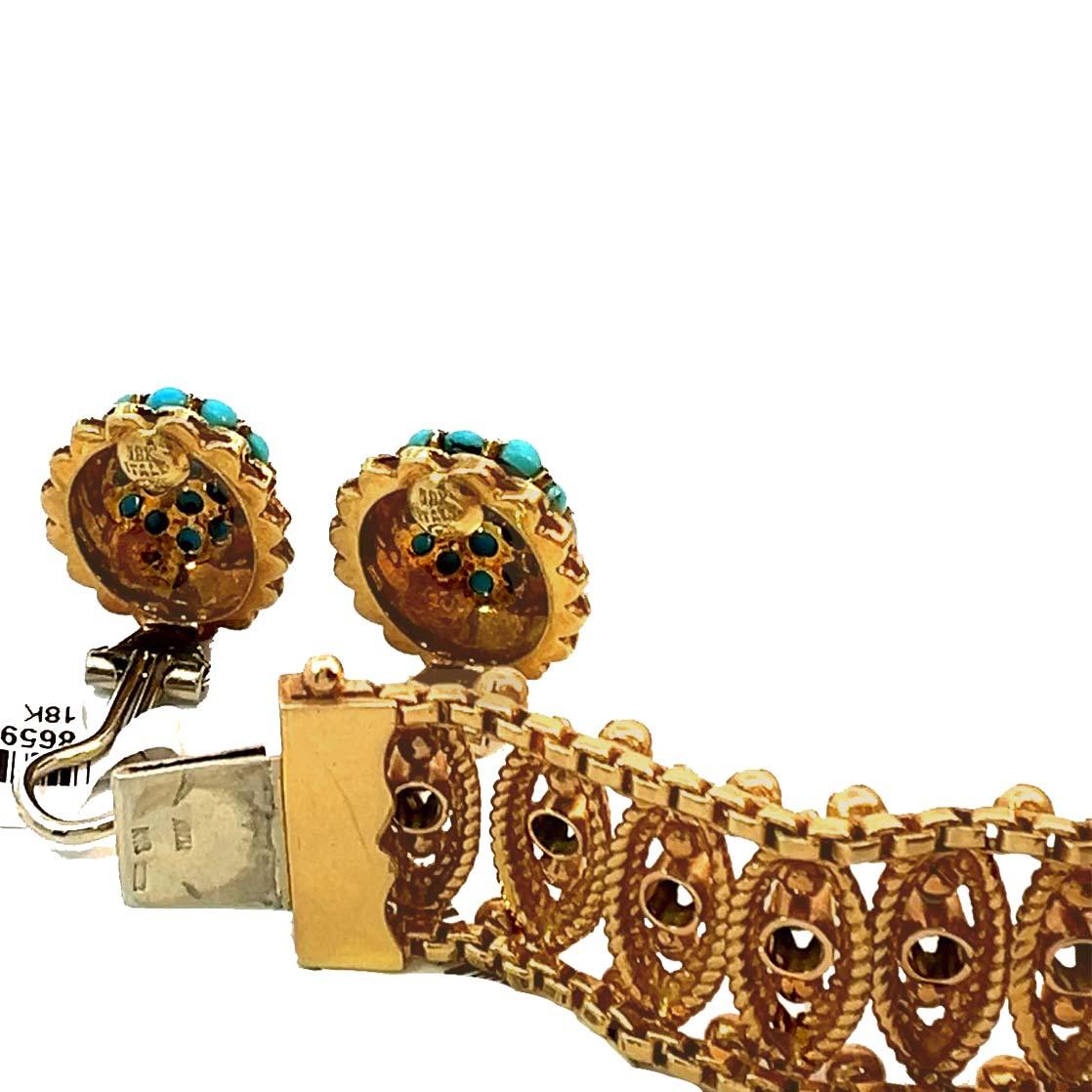 Vintage Türkis Retro Link Armband und Ohrring Set 1