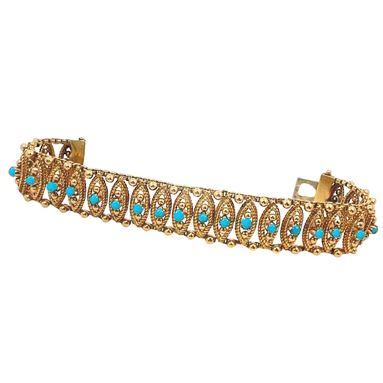Vintage Türkis Retro Link Armband und Ohrring Set 4