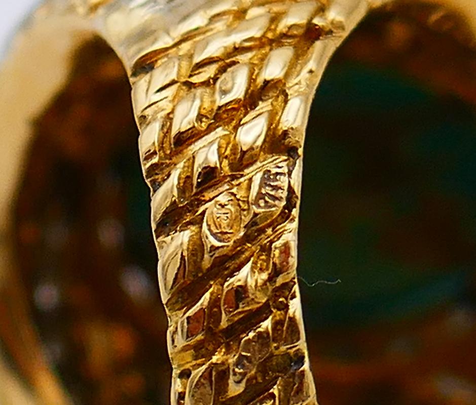 Vintage Türkis Ring 18k Gold Diamant Französisch Estate Jewelry Signed SC im Angebot 2
