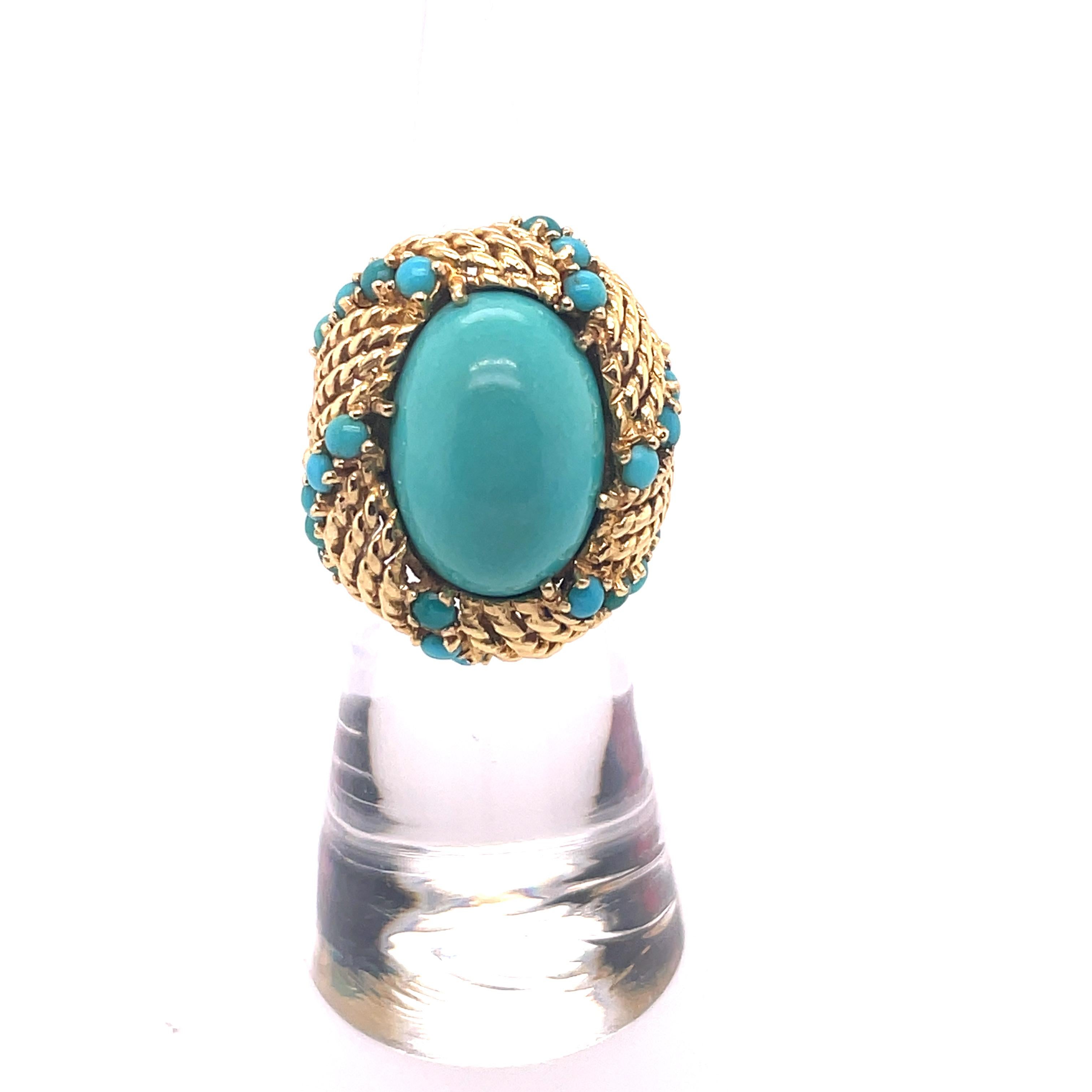 vintage gold turquoise ring