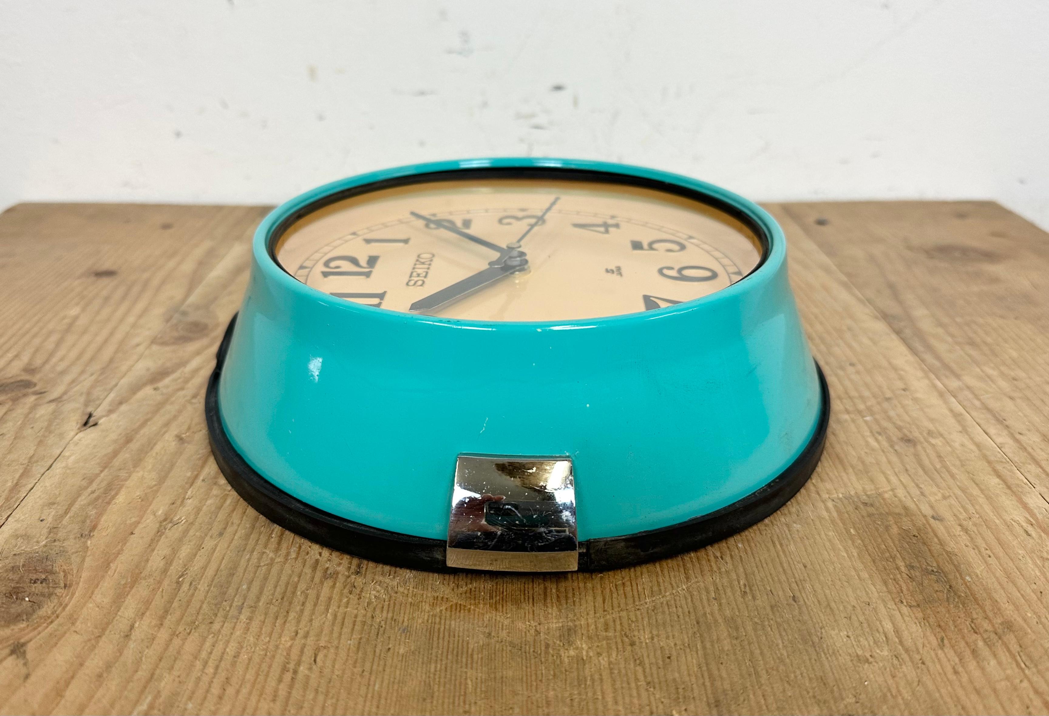 Vintage Turquoise Seiko Maritime Wall Clock, 1970s 7