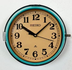 Vintage Turquoise Seiko Maritime Wall Clock, 1970s