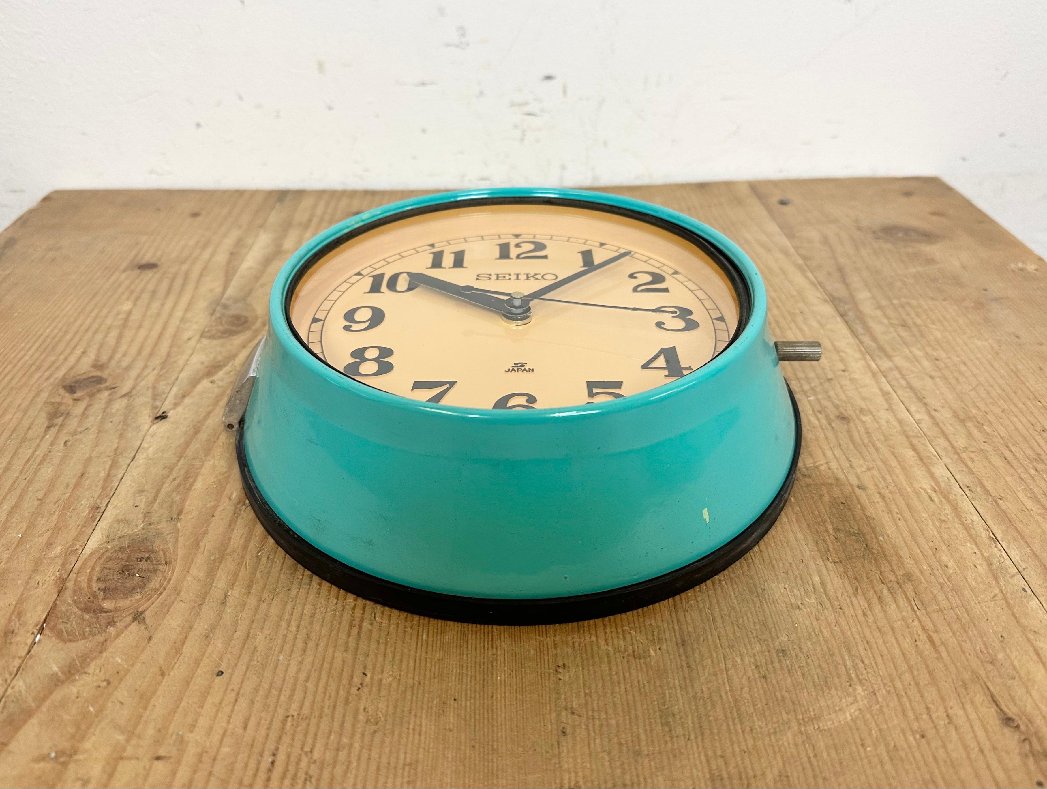 Vintage Turquoise Seiko Maritime Wall Clock, 1970s 1