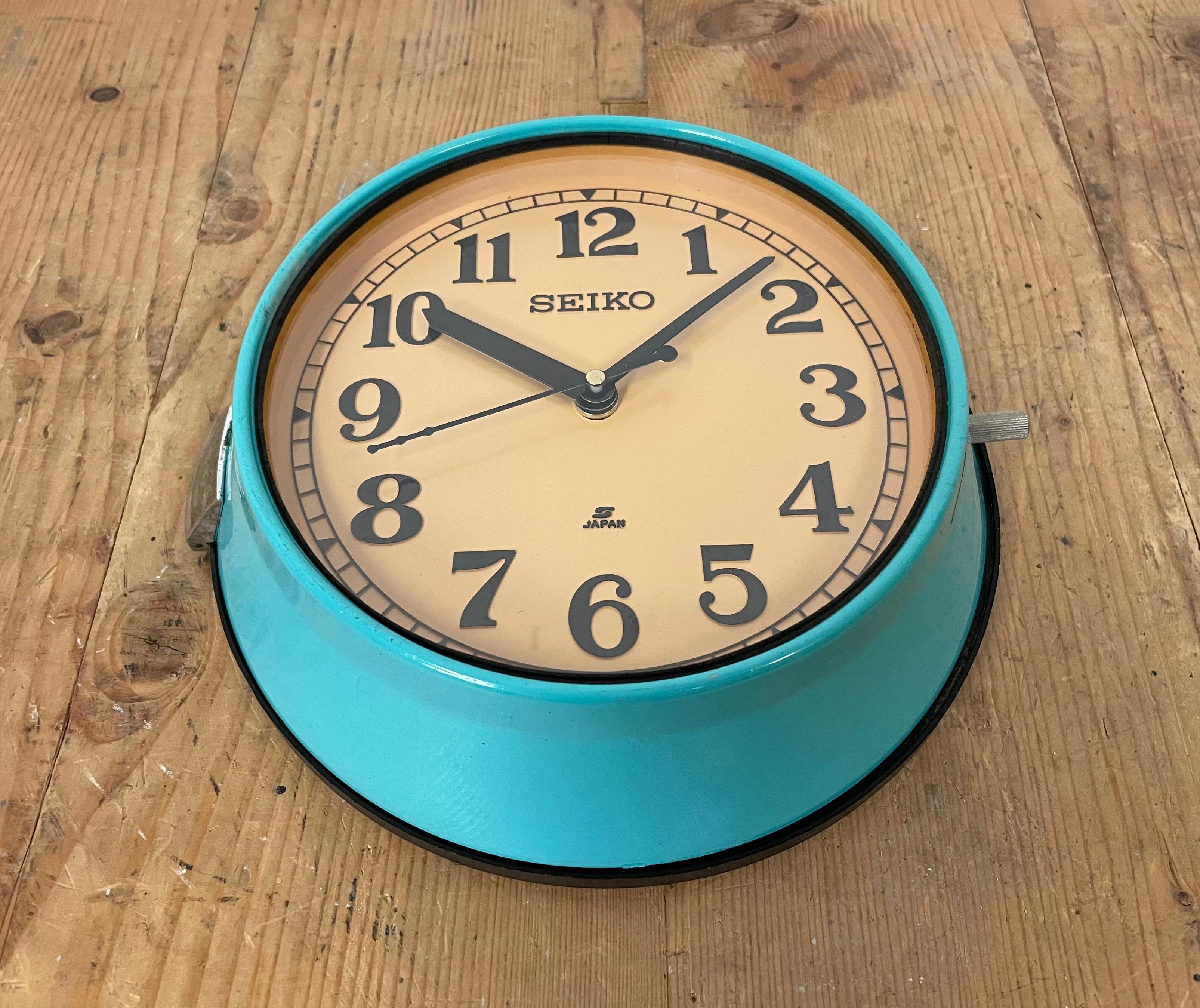 Vintage Turquoise Seiko Navy Wall Clock, 1970s 3