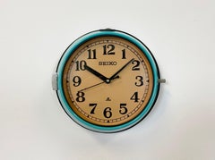 Vintage Turquoise Seiko Navy Wall Clock, 1970s