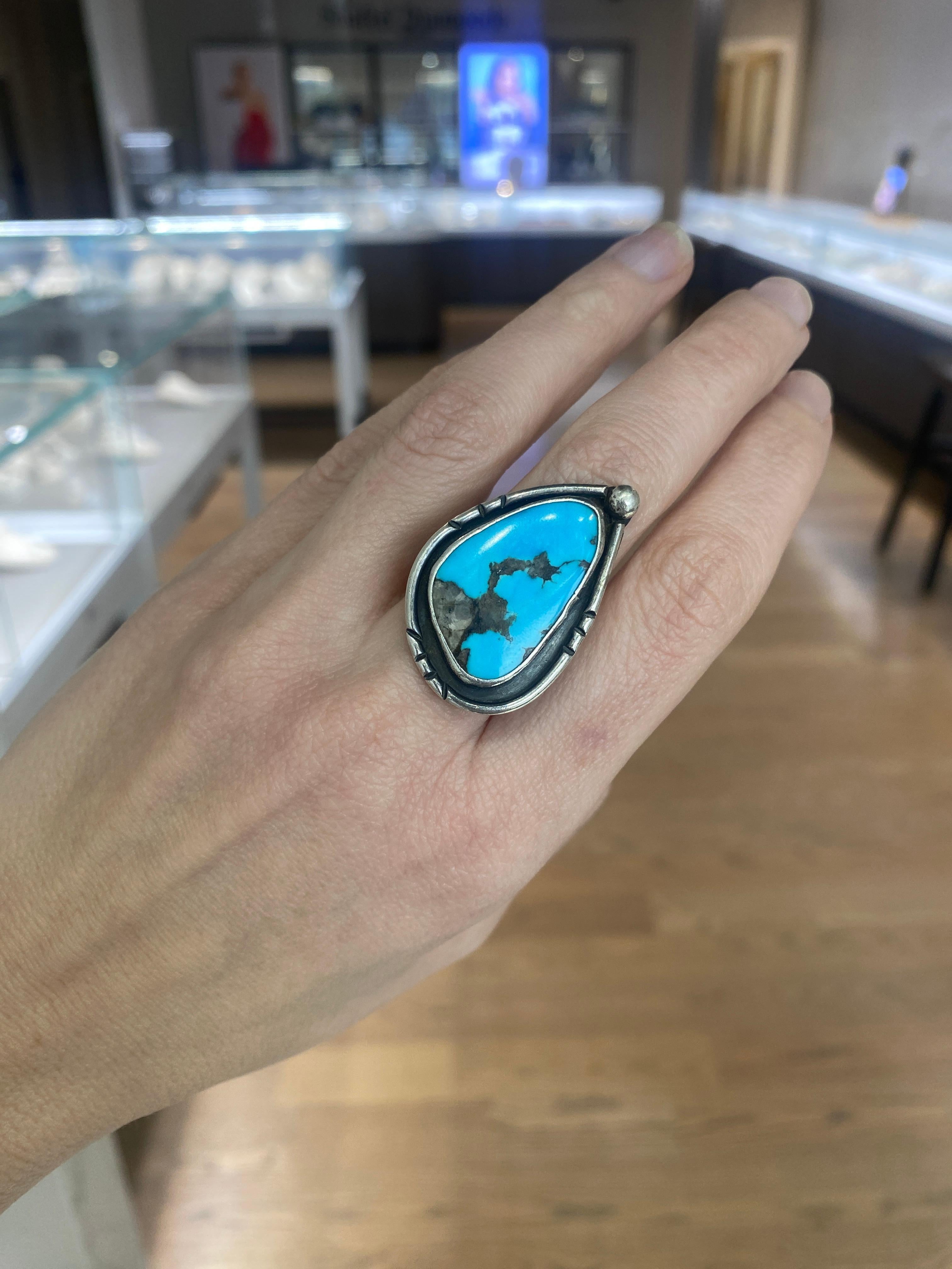 Türkis-Sterlingsilber-Ring, Vintage 9