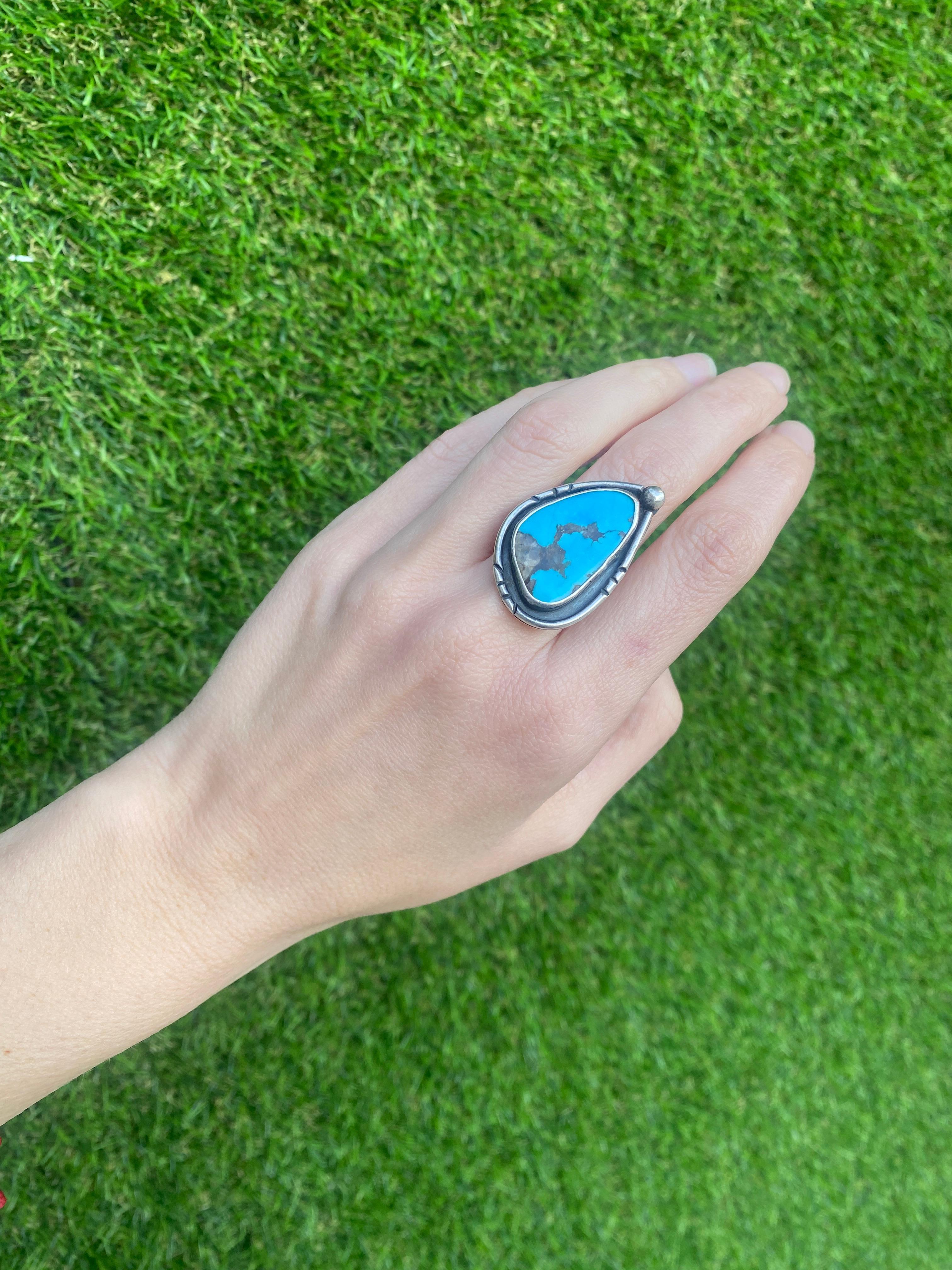Türkis-Sterlingsilber-Ring, Vintage 12