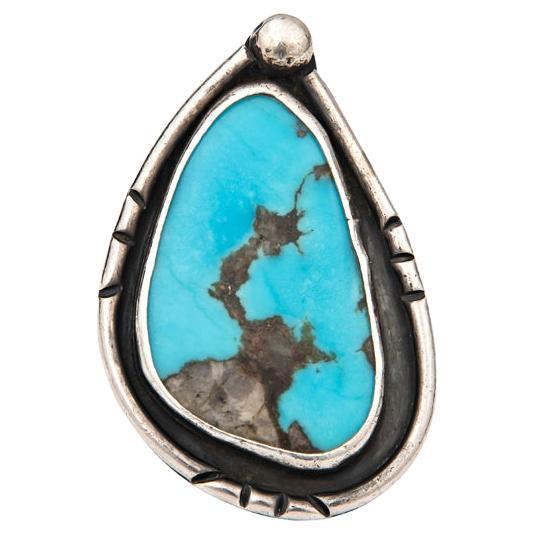 Vintage Turquoise Sterling Silver Ring For Sale