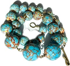 Vintage turquoise composite graduated beaded necklace, hook clasp