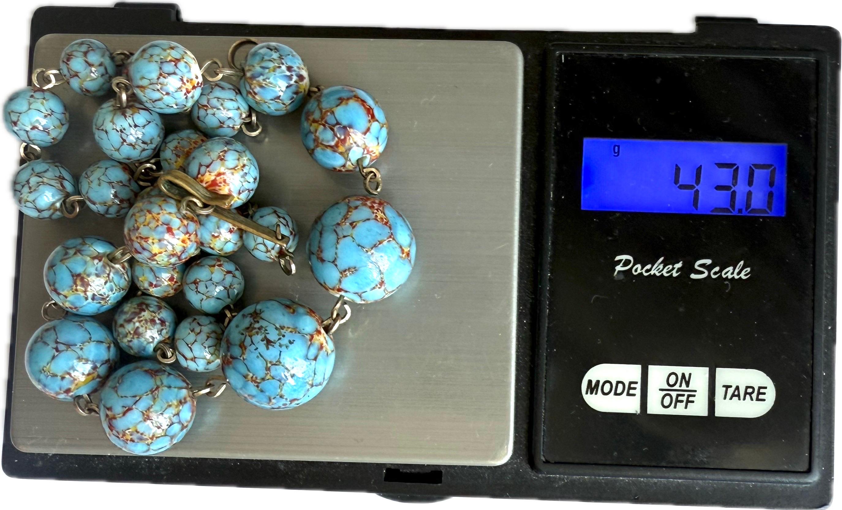 Vintage turquoise stone composite graduaded beaded necklace, hook clasp For Sale 1