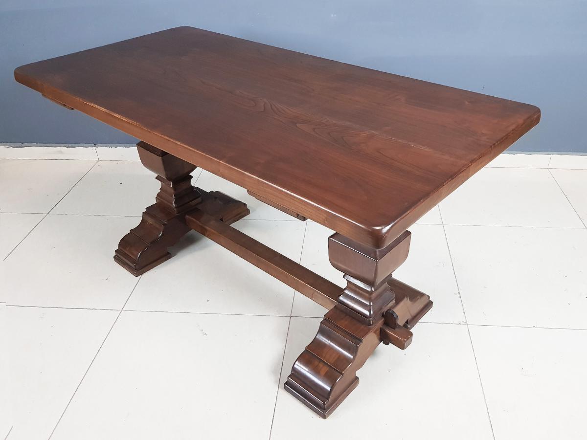Italian Vintage Tuscany Style Trestle Base Dining Table or Accent Table
