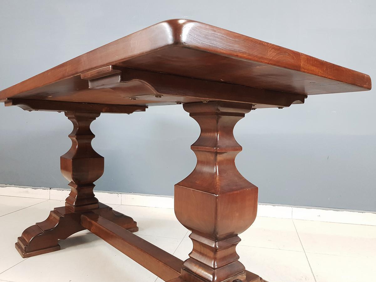 Vintage Tuscany Style Trestle Base Dining Table or Accent Table In Good Condition In Bridgeport, CT