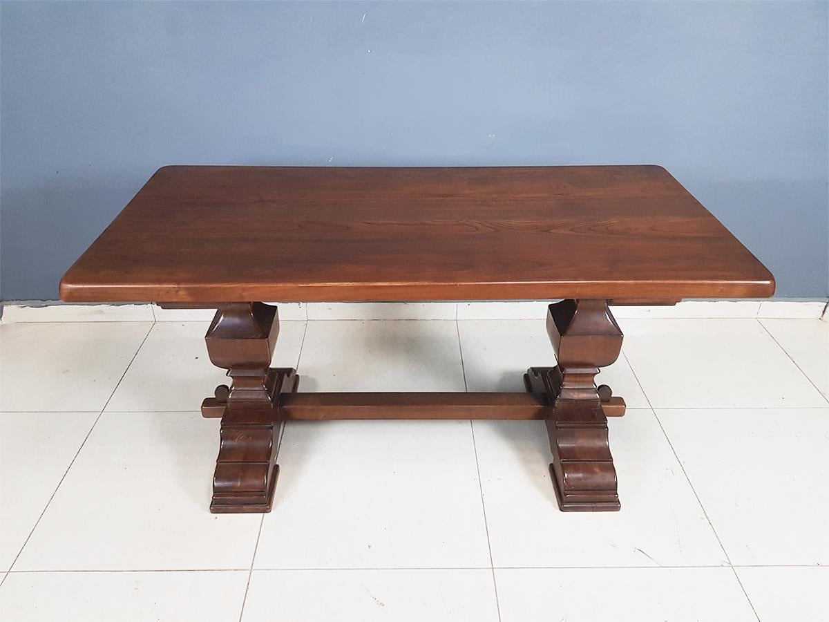 Wood Vintage Tuscany Style Trestle Base Dining Table or Accent Table