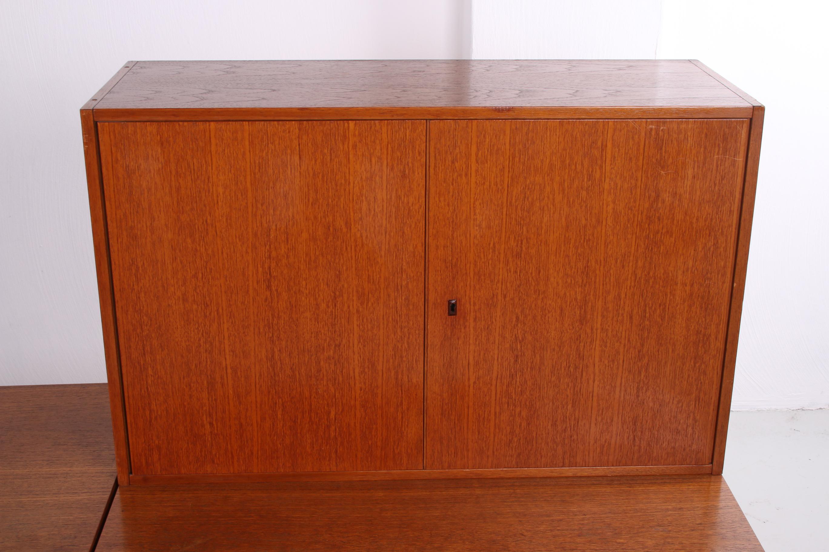 Mid-20th Century Vintage Tv Furniture with Two Drawers and Three Separate Cabinets with Metal Leg